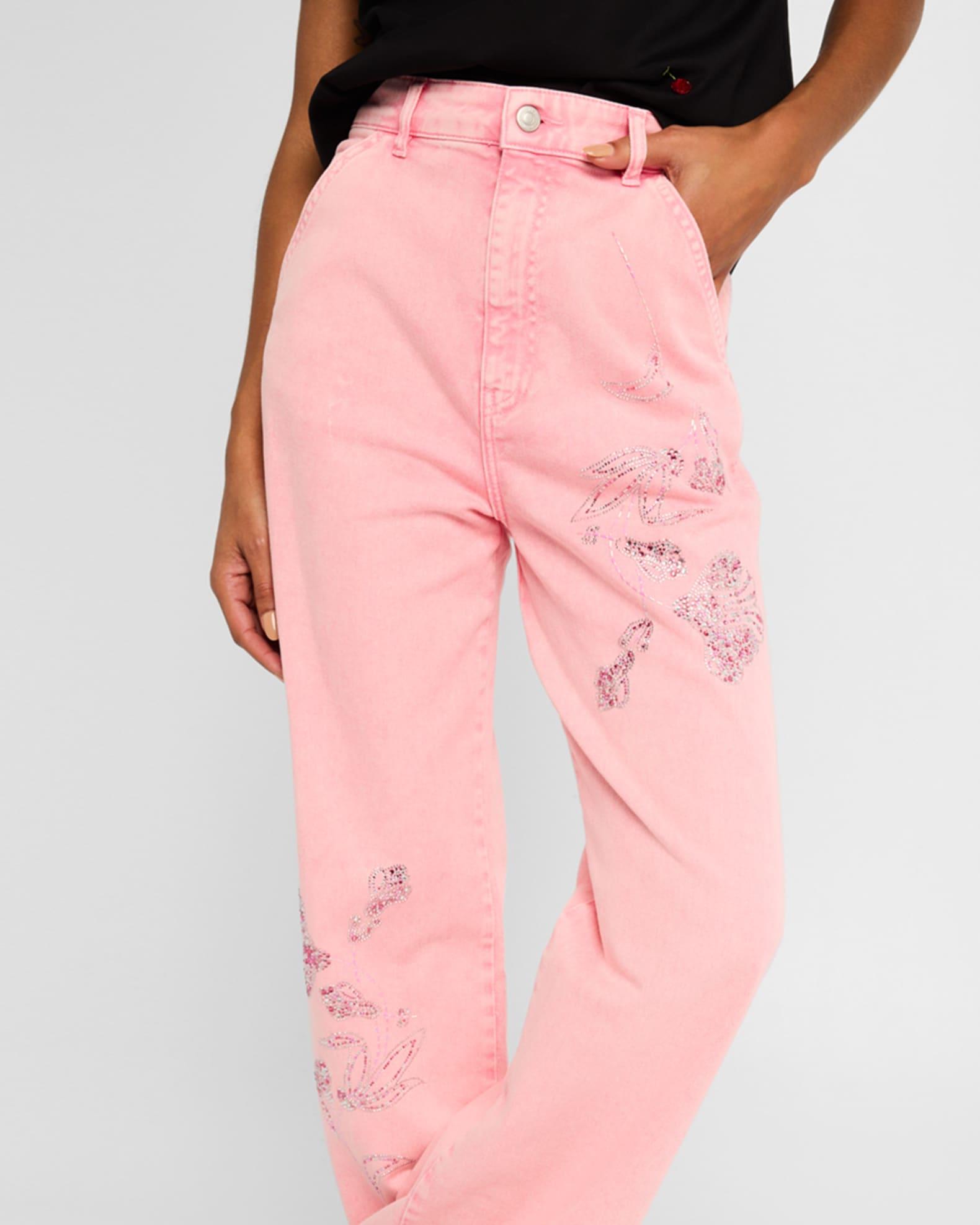 Floral Crystal High-Rise Jeans  Product Image