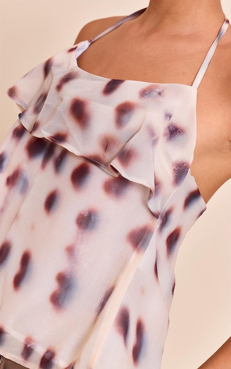 Cream Printed Chiffon Halter Cami Top Product Image