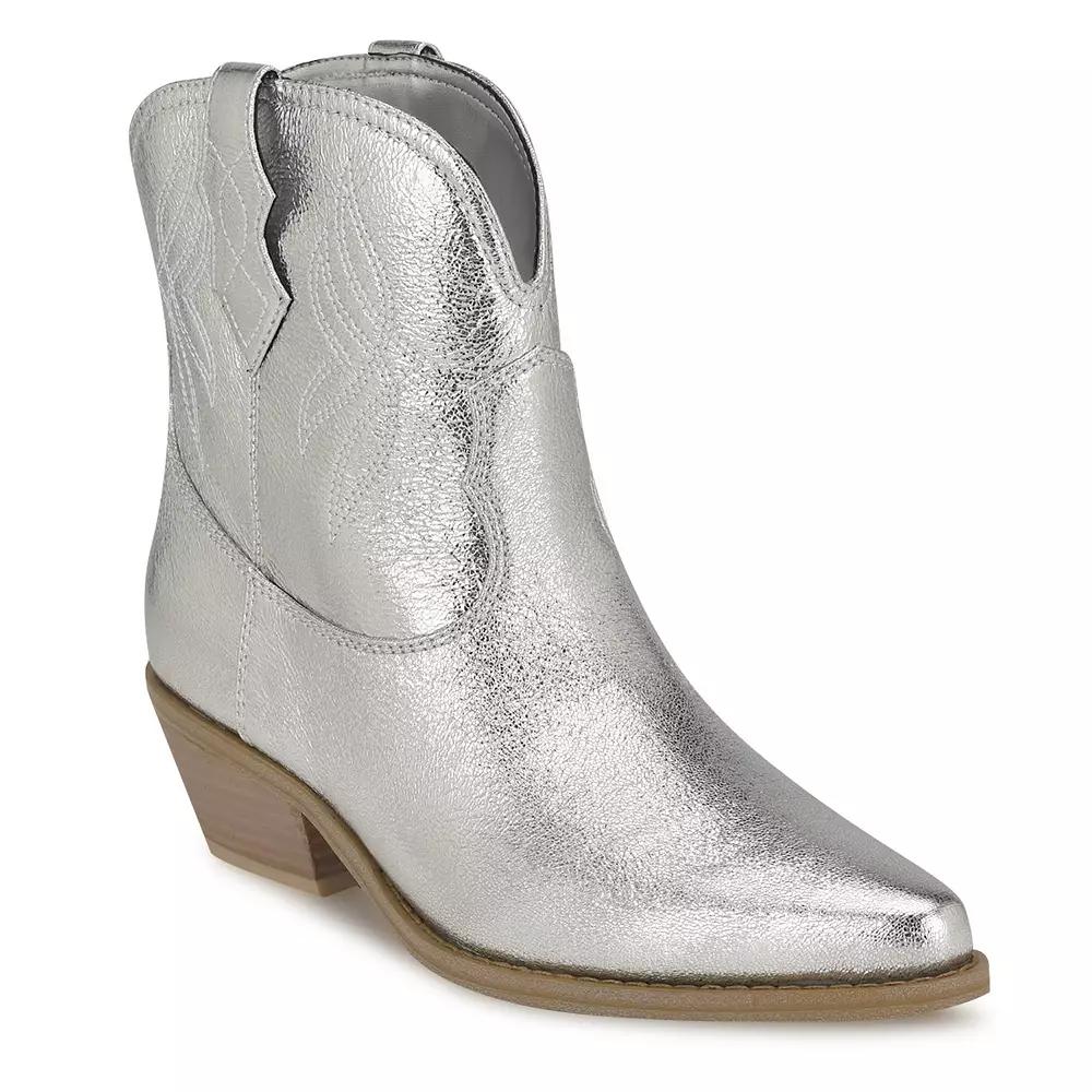Nine West Texen Women's Western Ankle Boots, Size: 8.5, Silver Product Image