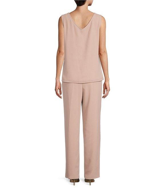 Le Bos Round Neck 3/4 Sleeve Embroidered Trim Duster 3-Piece Pant Set Product Image