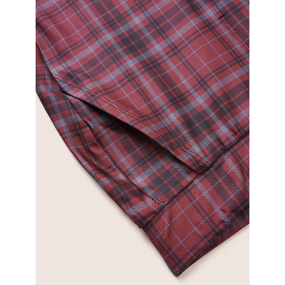 Plus Size Plaid Pocket Elastic Waist Bootcut Leggings Women Maroon At the Office High stretch Bootcut High Rise Office Leggings BloomChic 14-16/1X Product Image