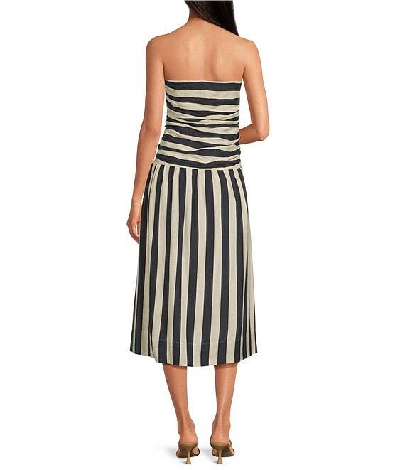Every Striped Linen Blend Crew Neck Sleeveless Midi Dress Product Image