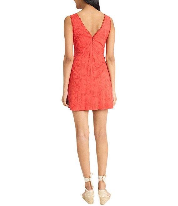 The Good Journey Texture Woven V-Neck Crochet Trim Sheath Mini Dress Product Image