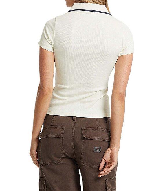 Guess Guess Jeans Slim Rib Embroidered Short Sleeve Knit Top Product Image