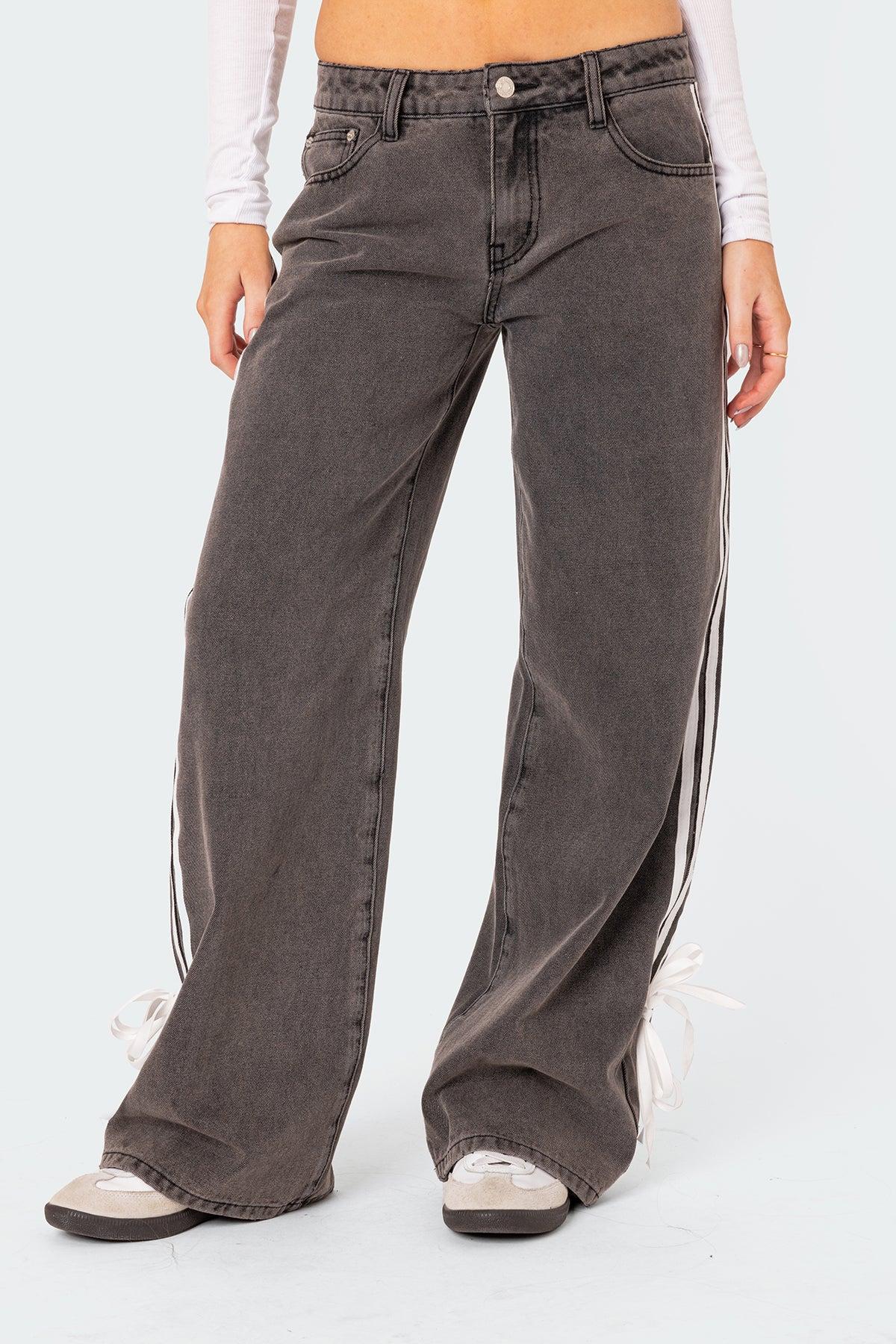 Washed Low Rise Ribbon Jeans Product Image