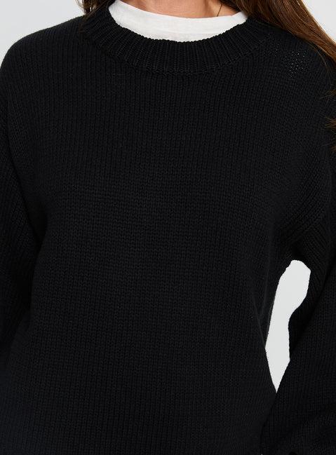 Harmony Balloon Sleeve Knit Sweater Black Product Image