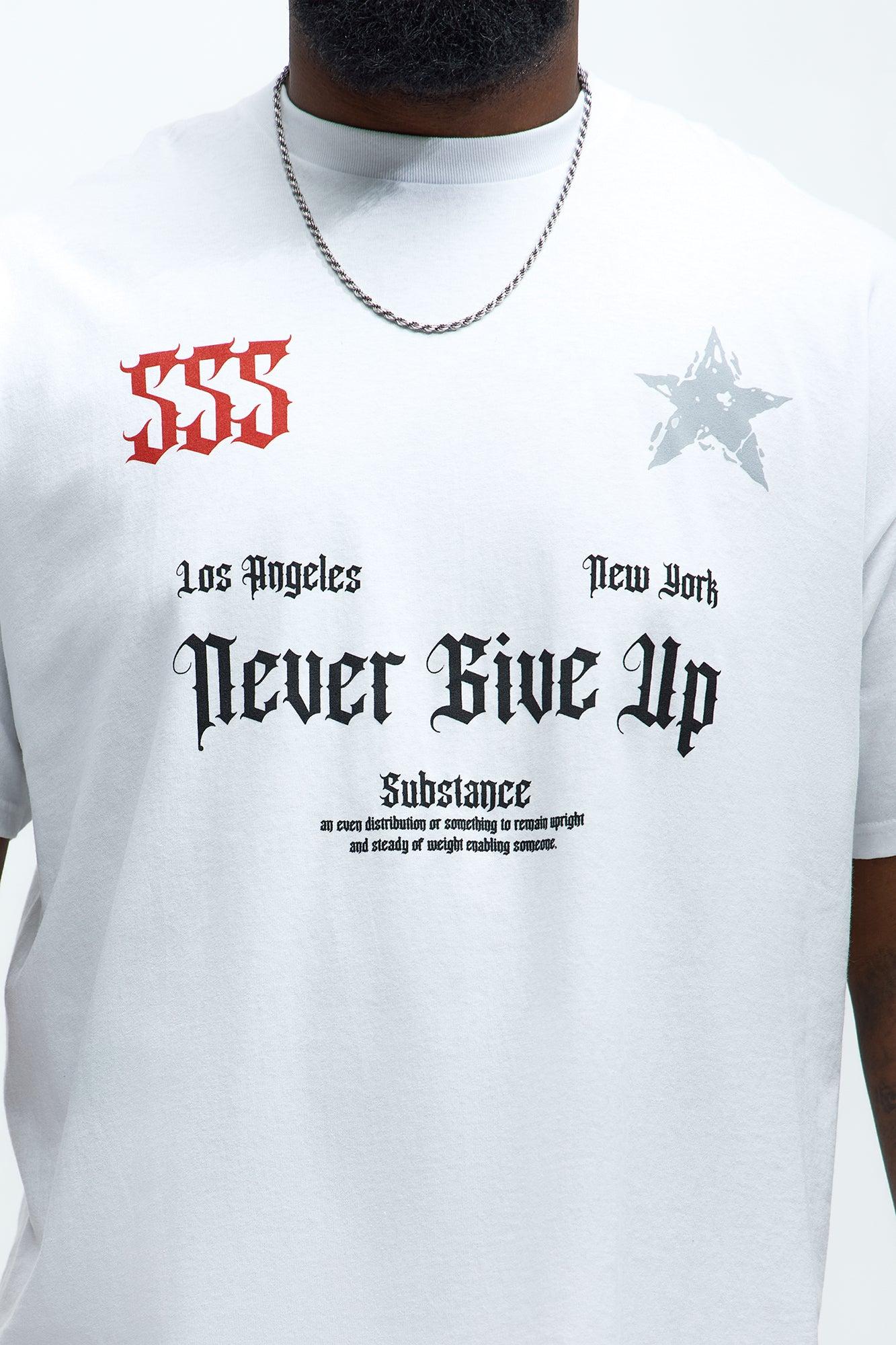 Never Give Up 555 Short Sleeve Tee - White Product Image