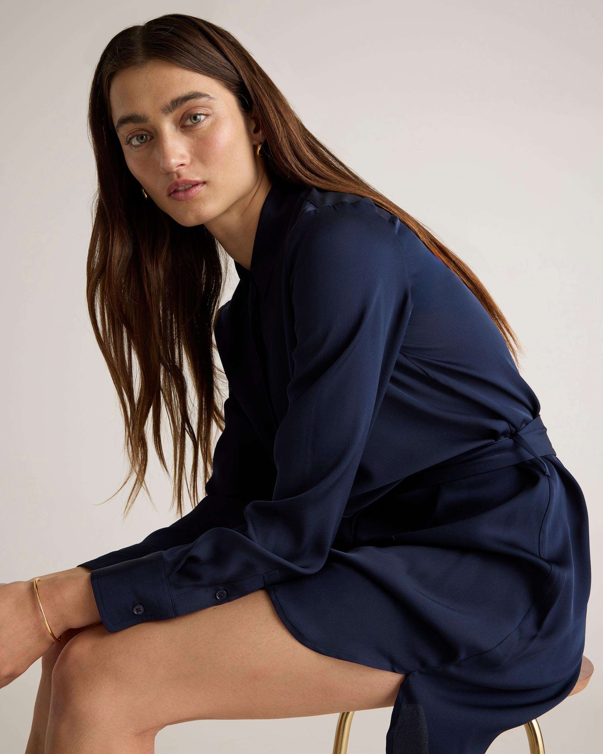 Quince | Women's 100% Washable Silk Stretch Shirt Dress Product Image