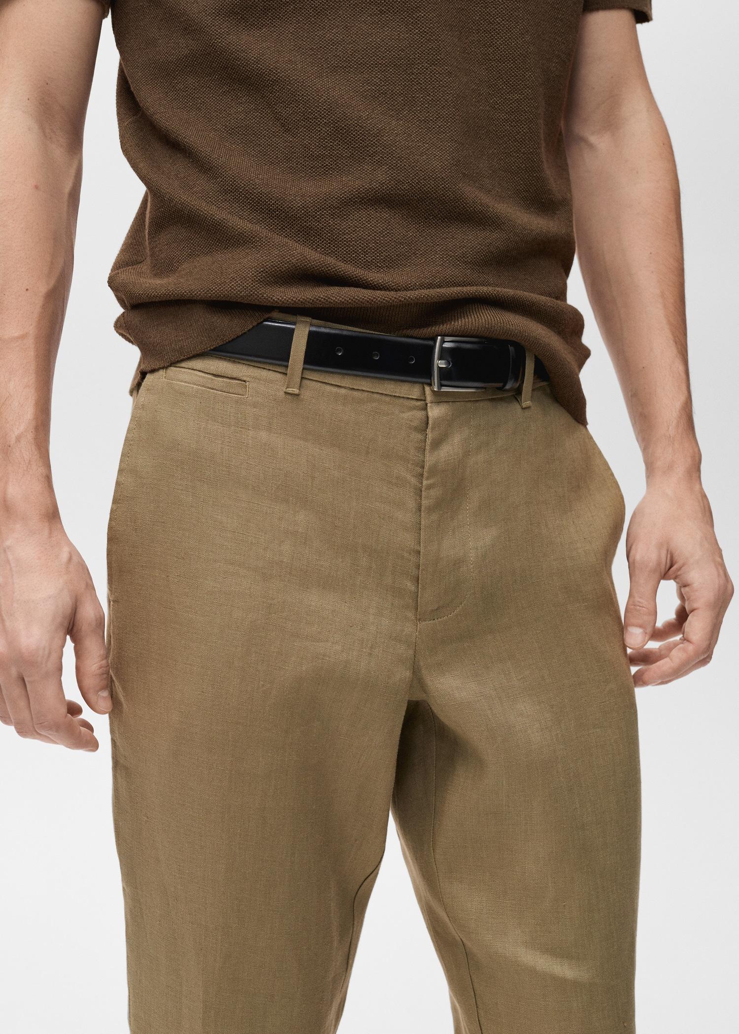 Slim-fit 100% linen pants - Men | MANGO USA Product Image