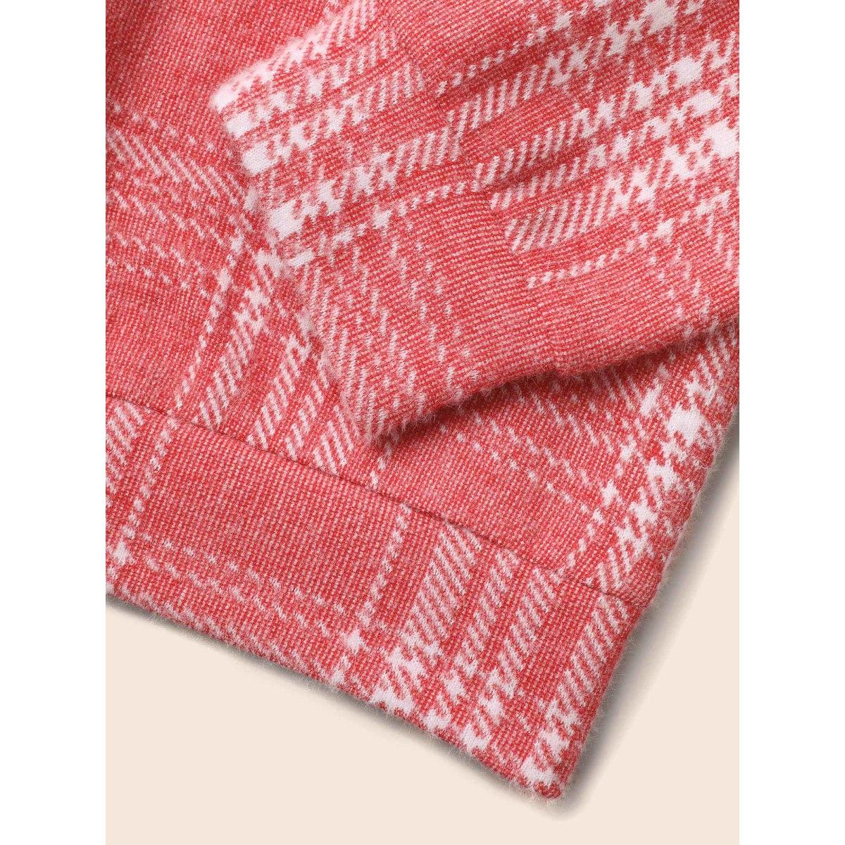 Plus Size Brushed Plaid V-neck Sweatshirt Women Brightred Casual Non V-neck Everyday Sweatshirts BloomChic 18-20/2X Product Image