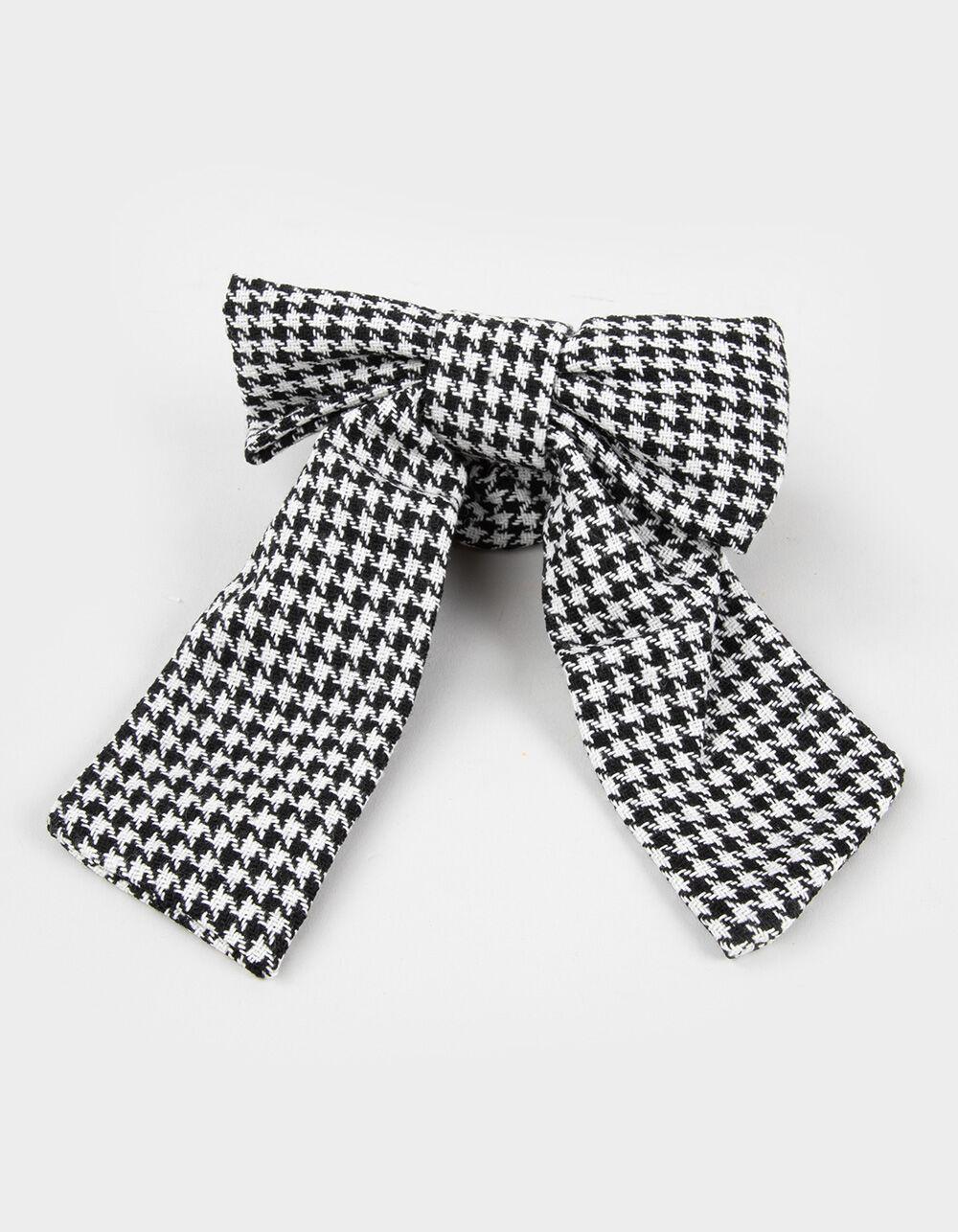 FULL TILT Houndstooth Scrunchie Bow Womens Beanie - BLACK Product Image