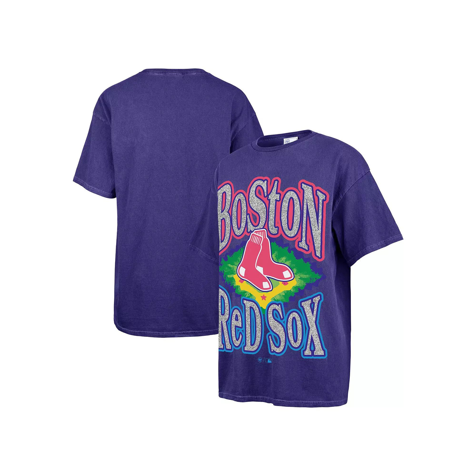 Women's '47 Navy Boston Red Sox Flashing Lights Boyfriend T-Shirt, Size: Small/Medium, Blue Product Image