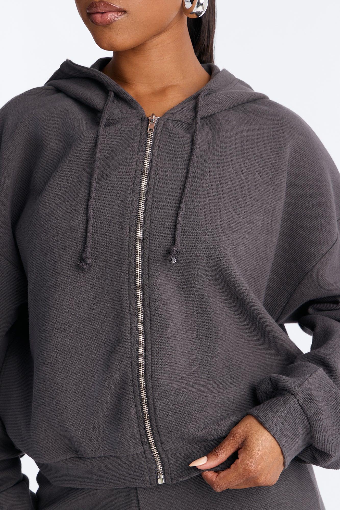 Casual Cutie Knit Capri Set - Charcoal Female Product Image