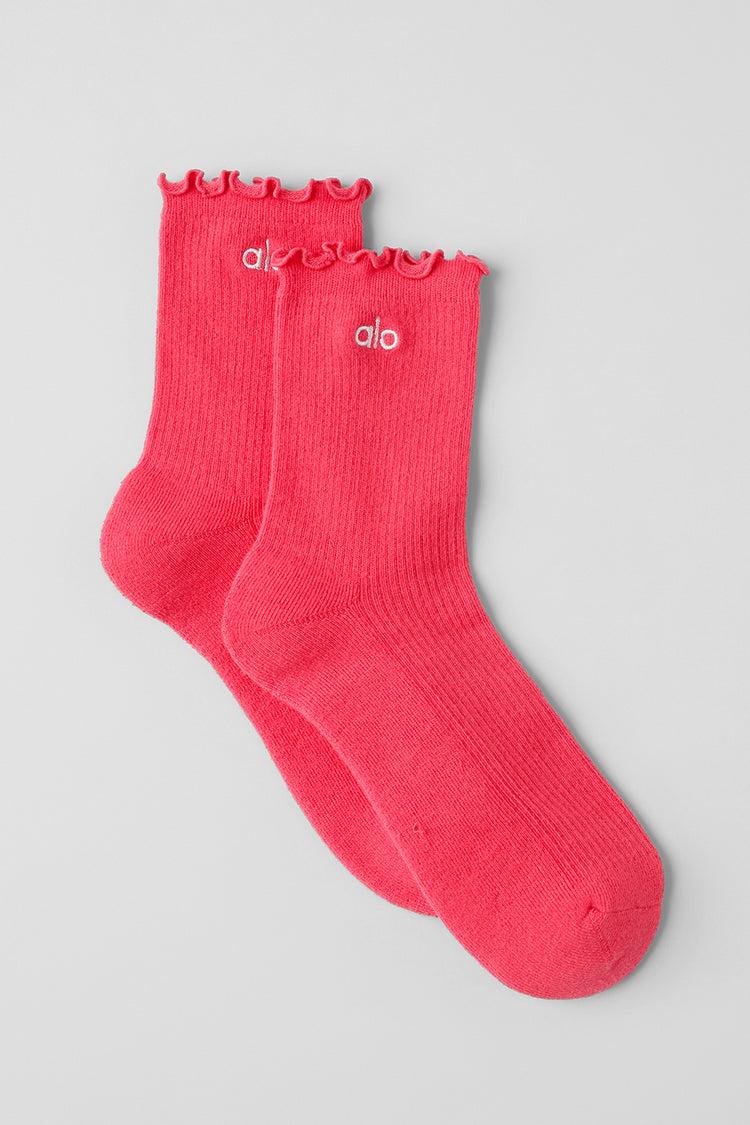 Women's Lettuce Edge Sock - Candy Red Product Image