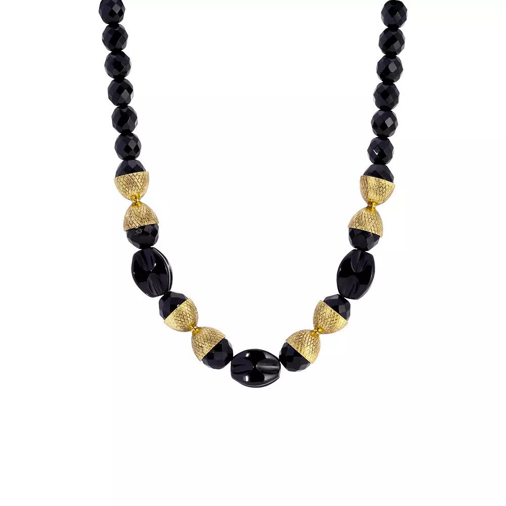 1928 14k Gold Dipped Jet Bead Necklace, Womens, Black Product Image