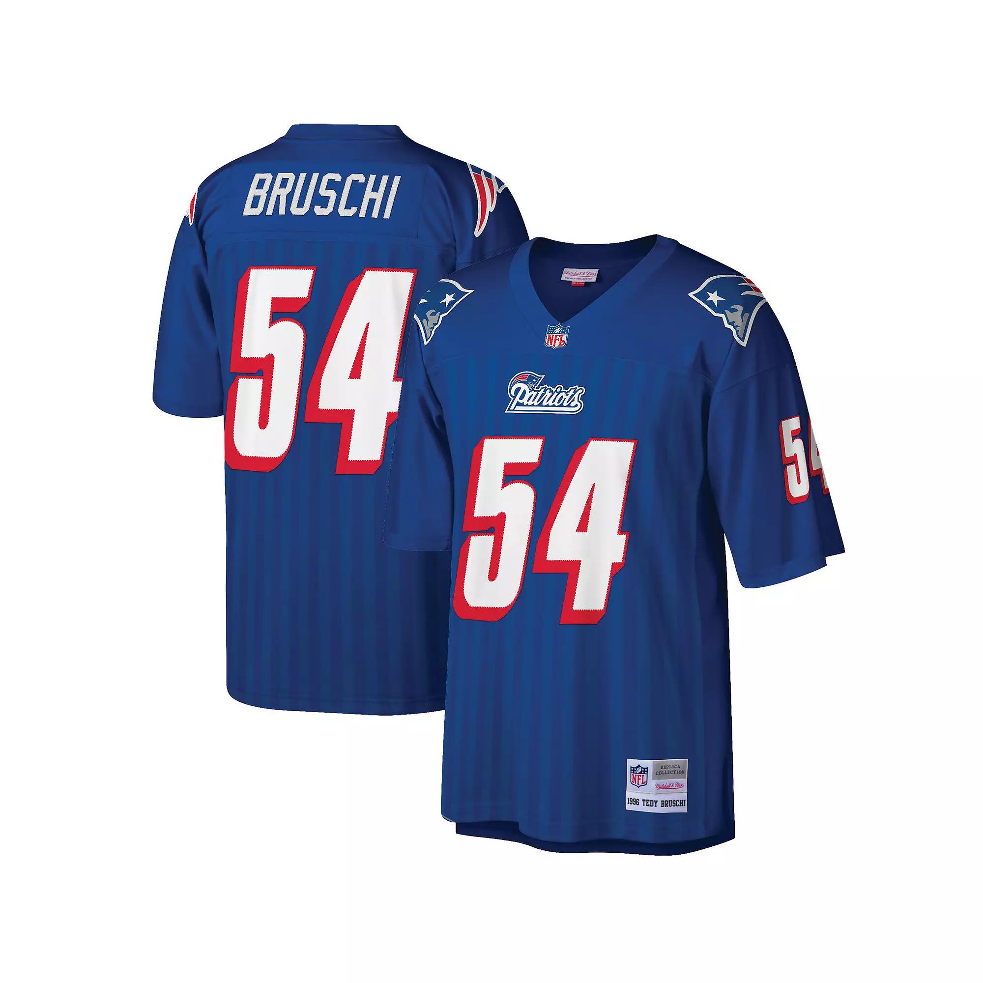 Men's Mitchell & Ness Tedy Bruschi Royal New England Patriots Big & Tall 1996 Retired Player Replica Jersey,  Product Image