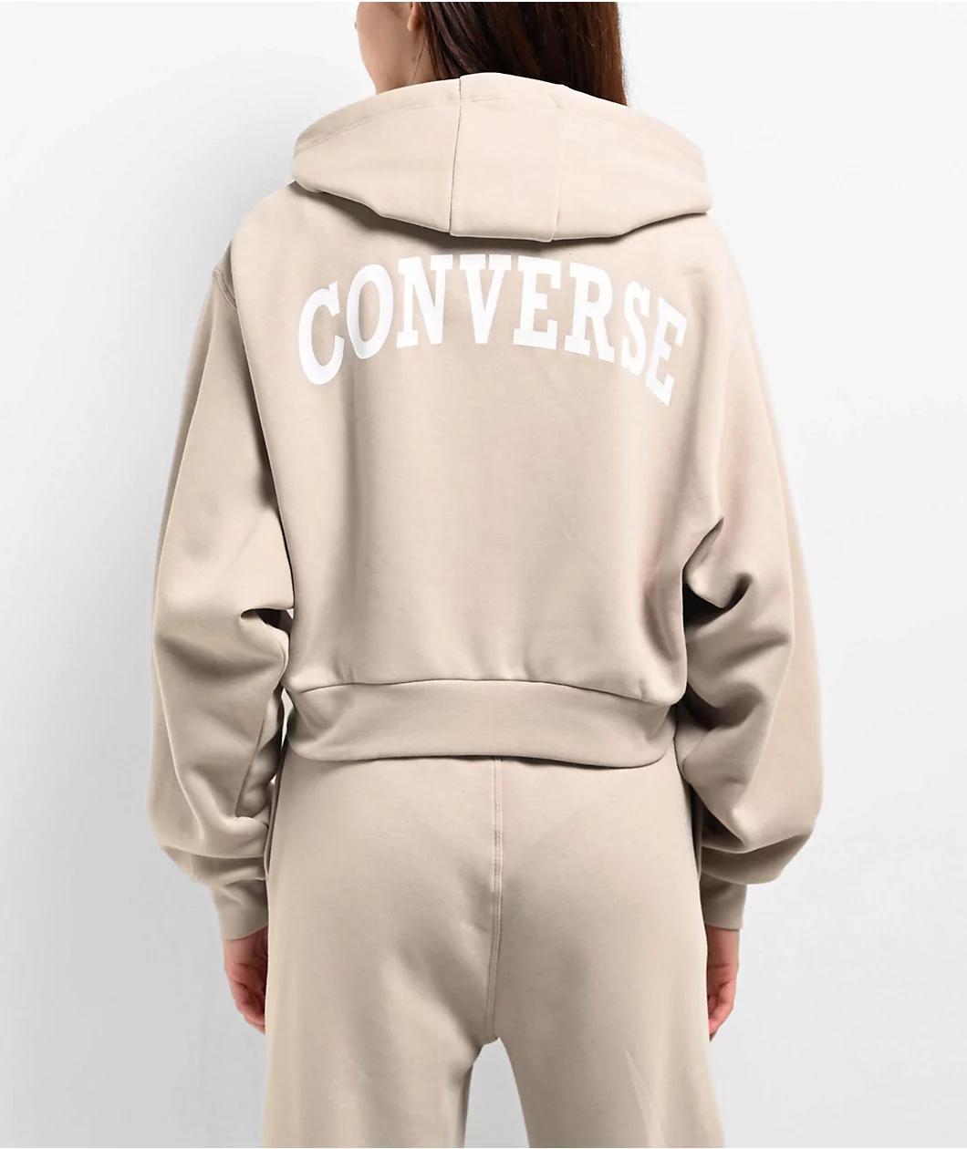Converse Retro Cream Crop Zip Hoodie Product Image