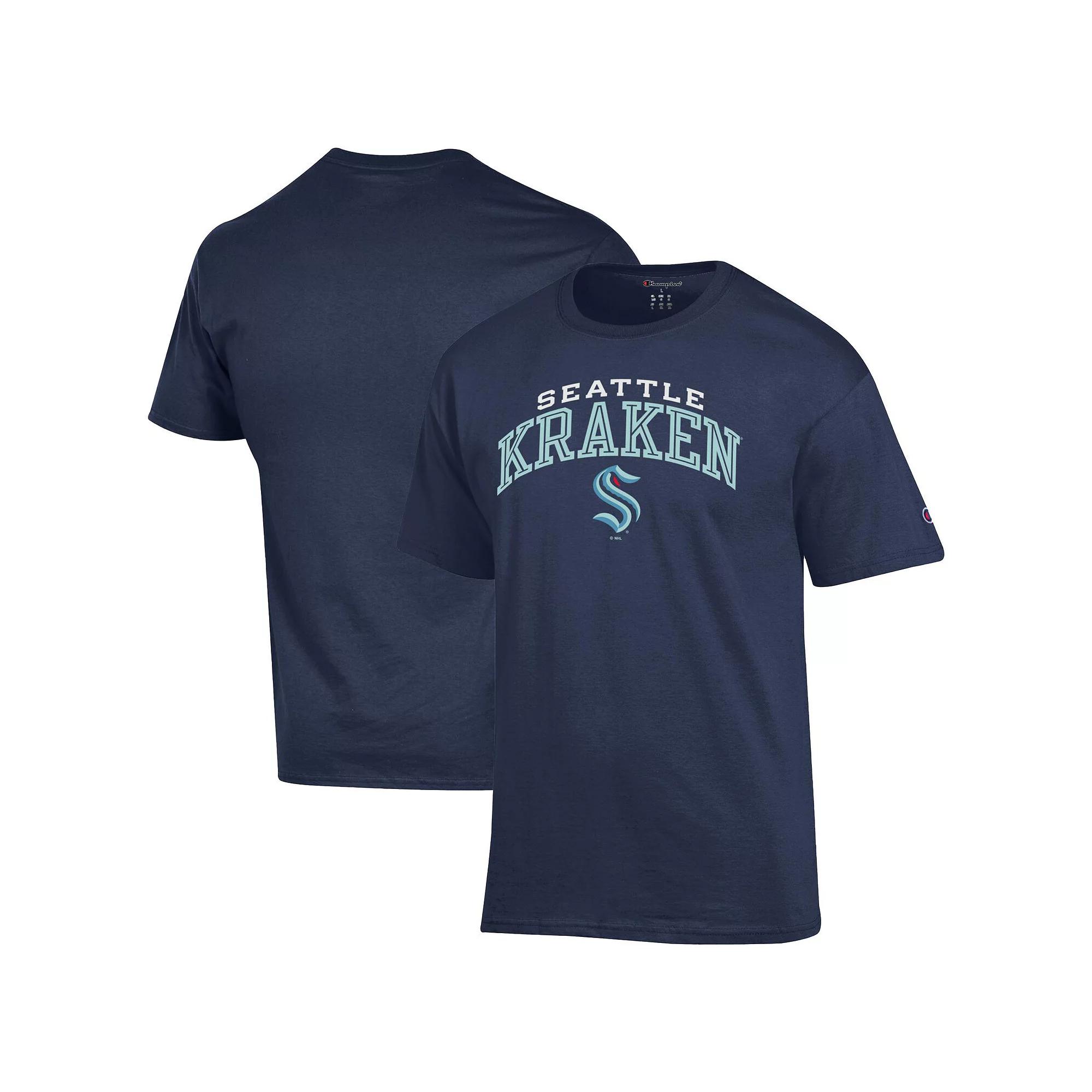 Men's Champion Navy Seattle Kraken Primary Logo T-Shirt,  Product Image
