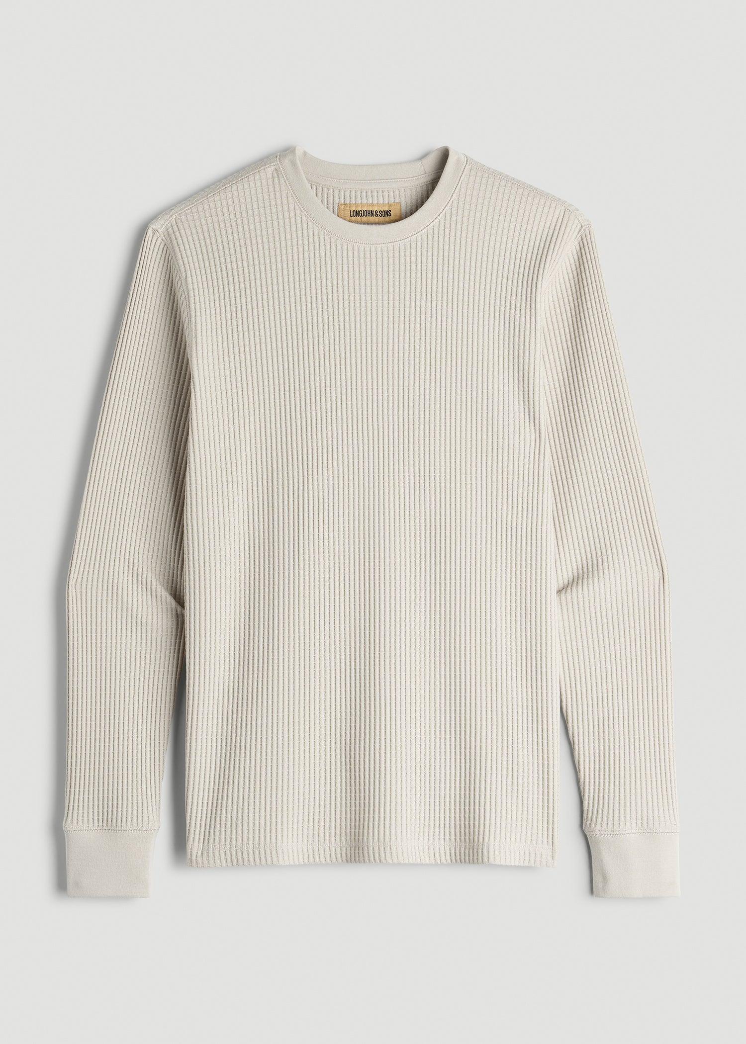 LJ&S Waffle Knit Crewneck Shirt for Tall Men in Stone Male Product Image