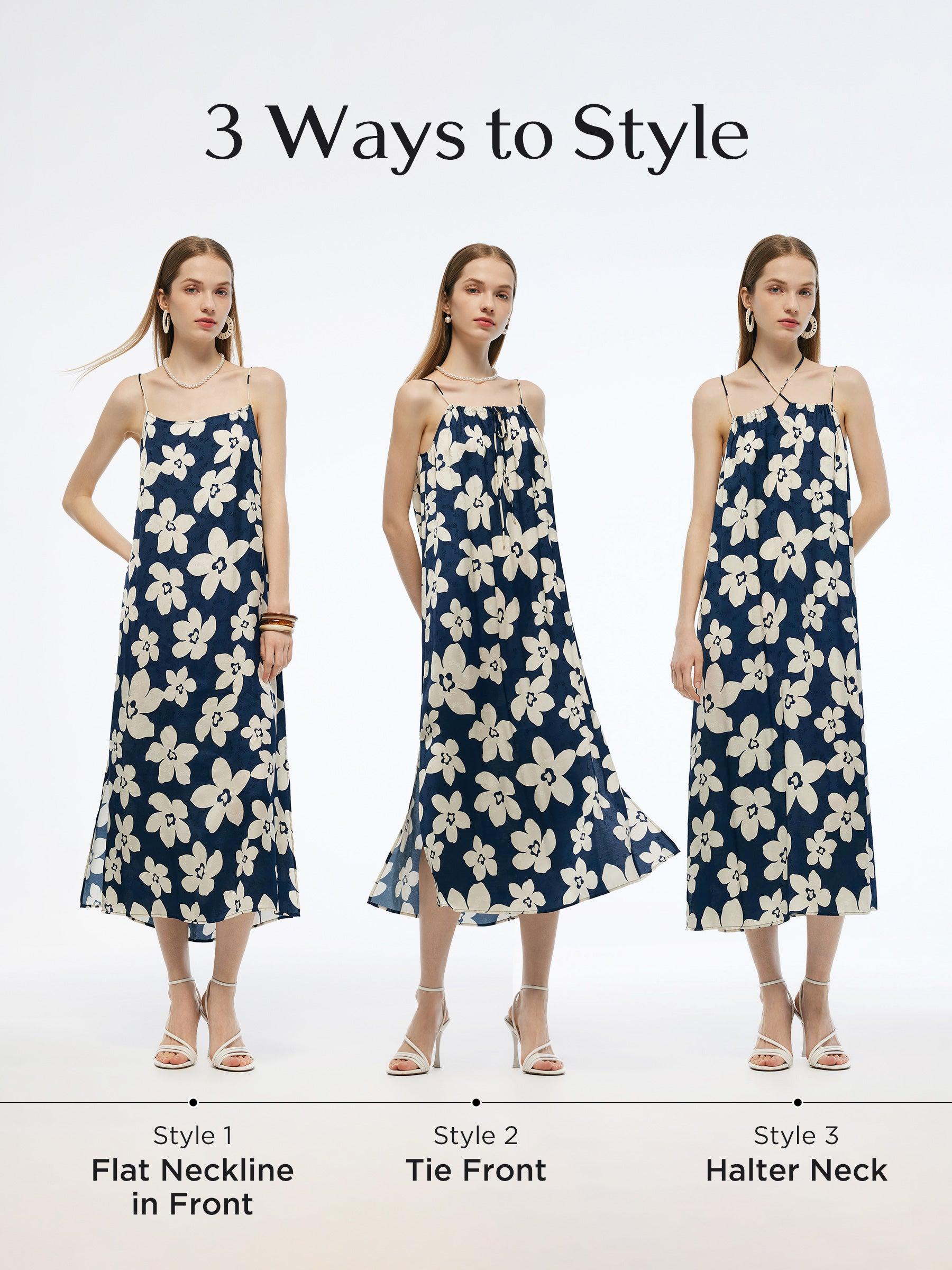 Floral Print Reversible Women Strap Maxi Dress Product Image