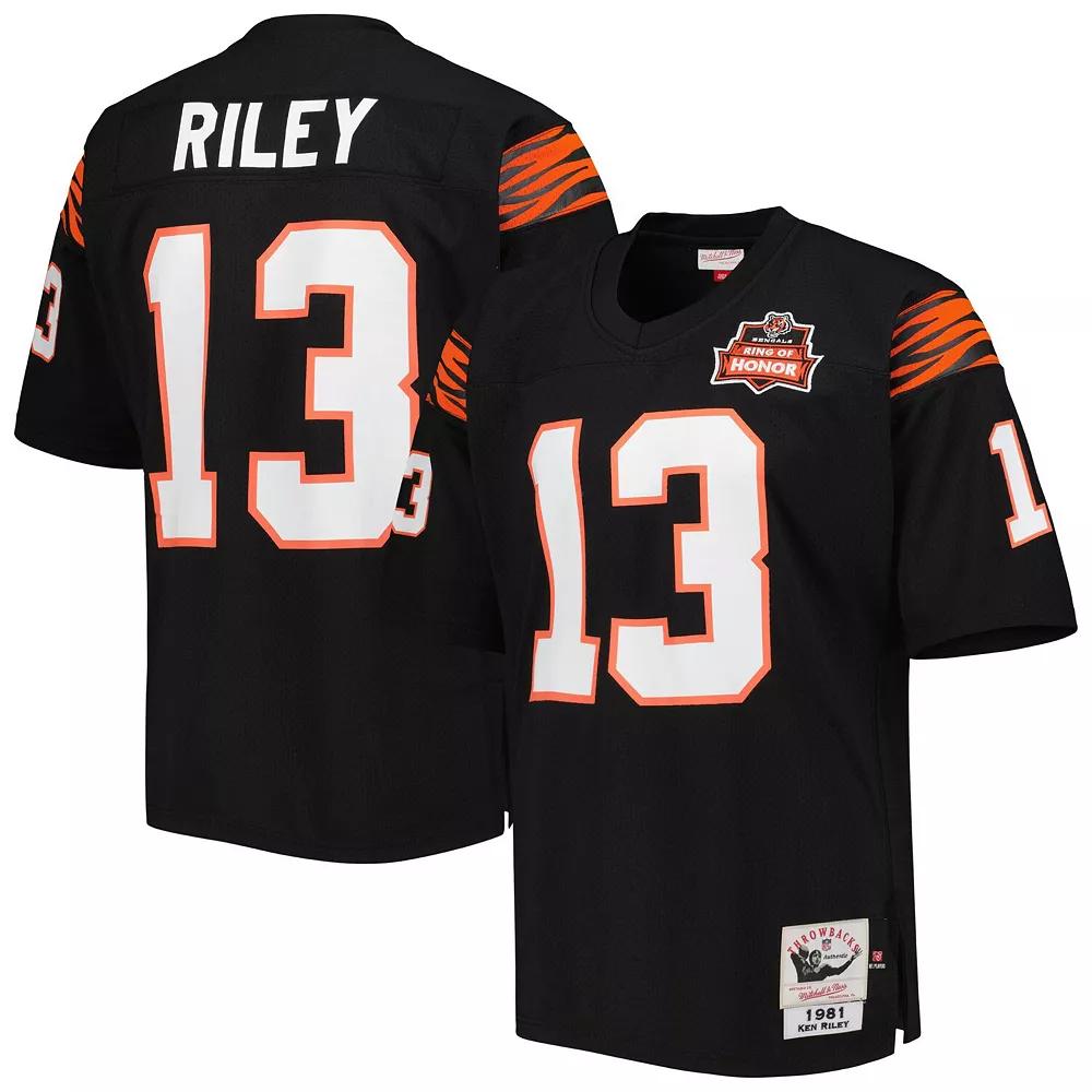 Men's Mitchell & Ness Ken Riley Black Cincinnati Bengals 1981 Authentic Throwback Retired Player Jersey,  Product Image