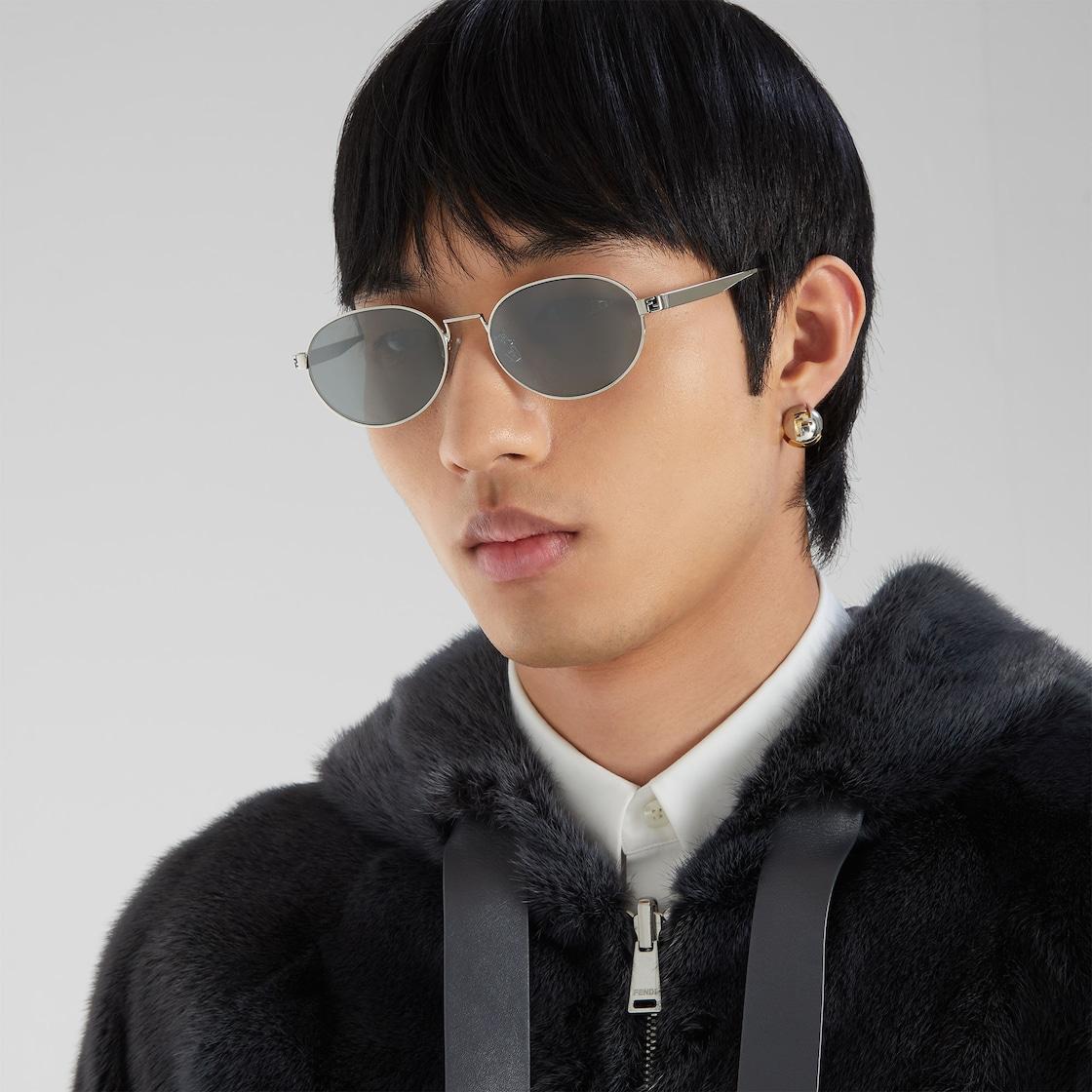 Fendi SkyPalladium-colored metal sunglasses Product Image