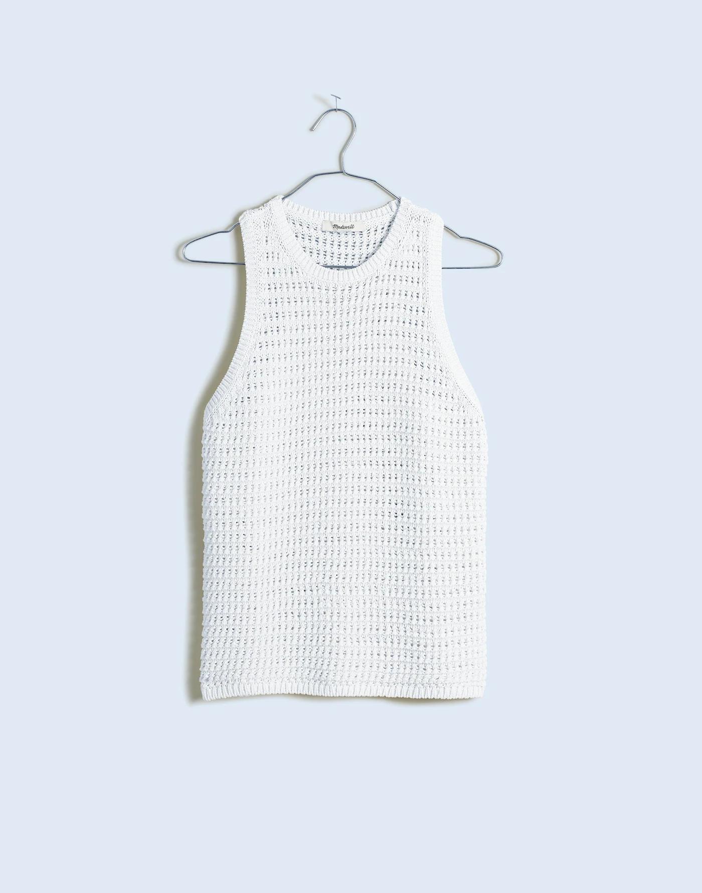 Crochet-Knit Crewneck Sweater Tank Product Image