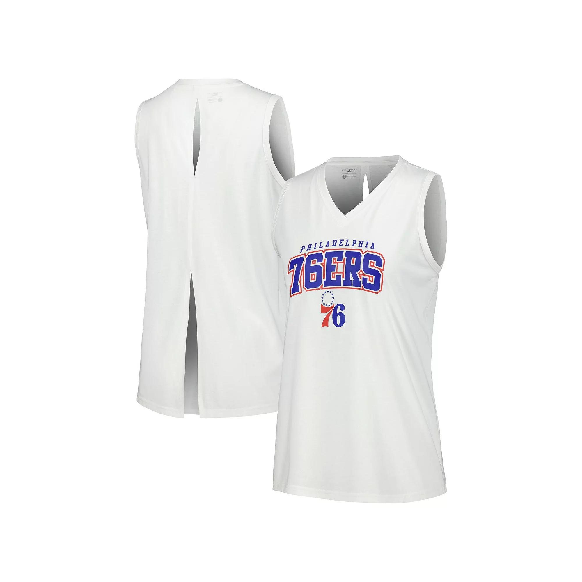 Women's Levelwear White Philadelphia 76ers Paisley Peekaboo Tank Top,  Product Image