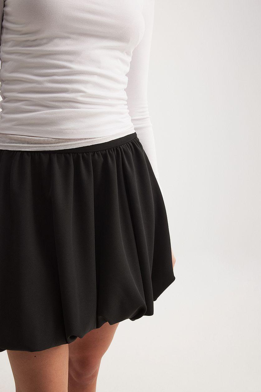 Bubble Hem Mini Skirt Black Product Image