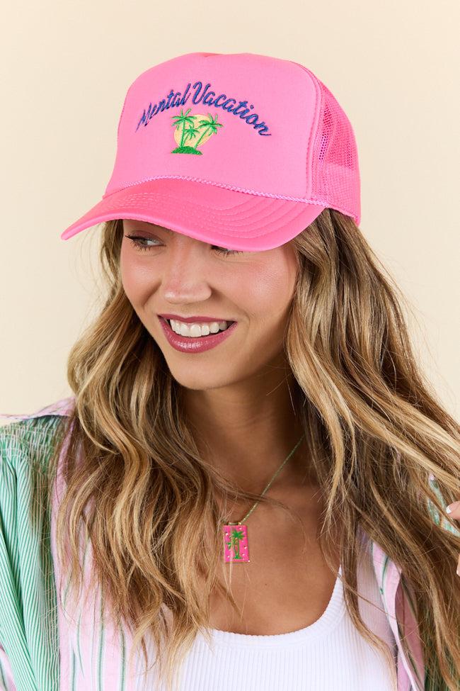 Mental Vacation Pink Trucker Hat FINAL SALE Product Image