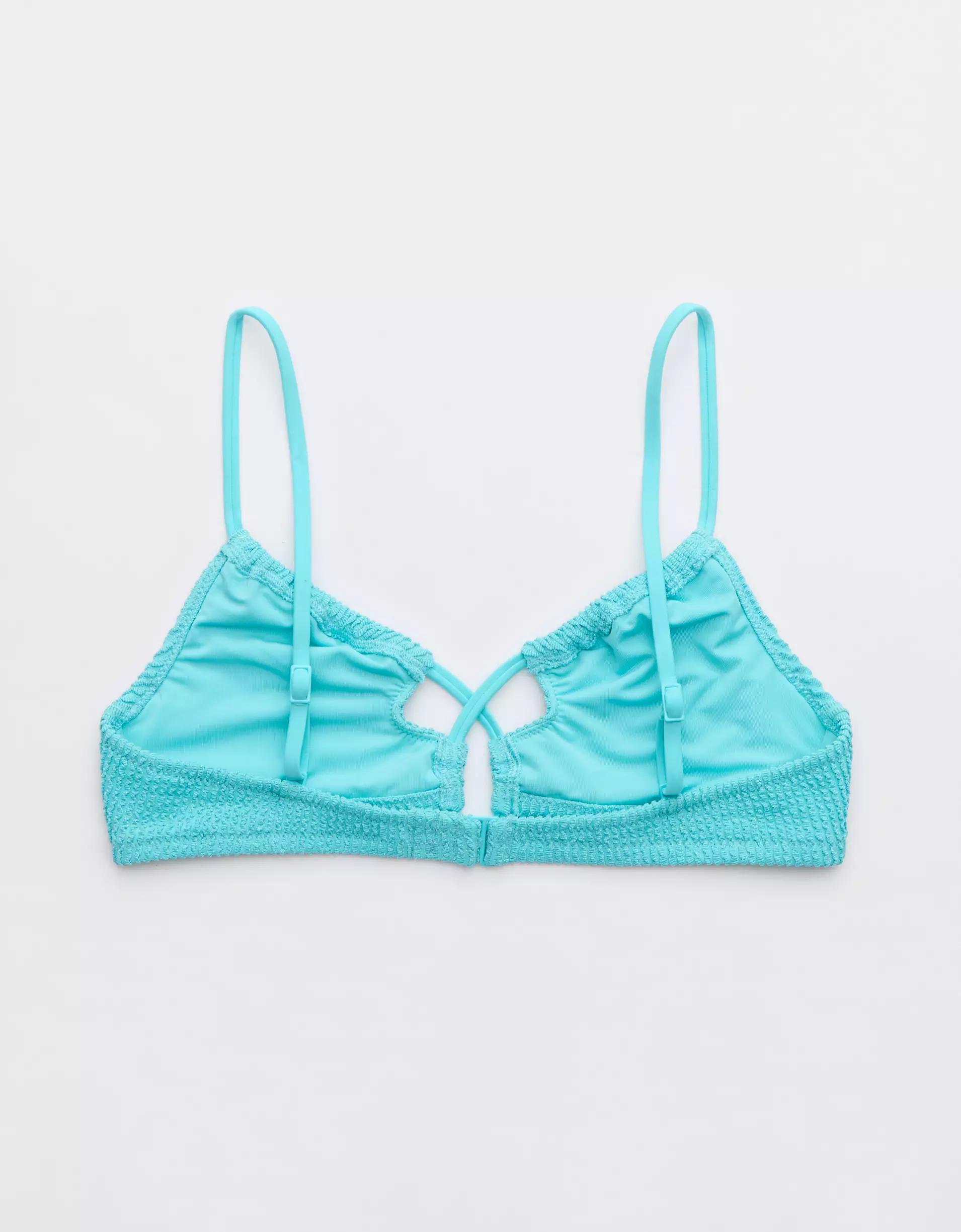 Aerie Shimmery Crinkle Lace Up Scoop Bikini Top Product Image