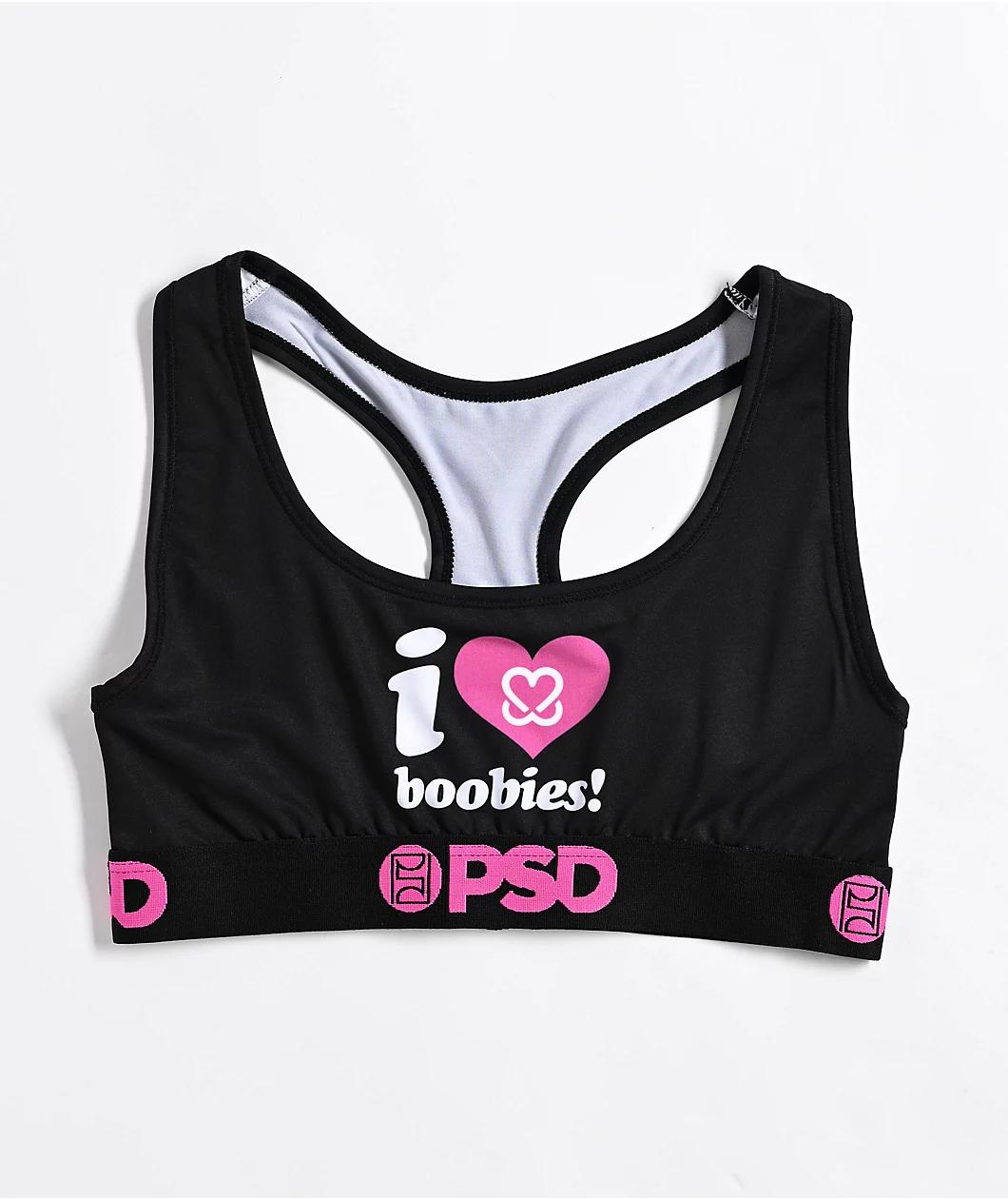 PSD x Keep A Breast Foundation I Heart Boobies Black Sports Bra Product Image
