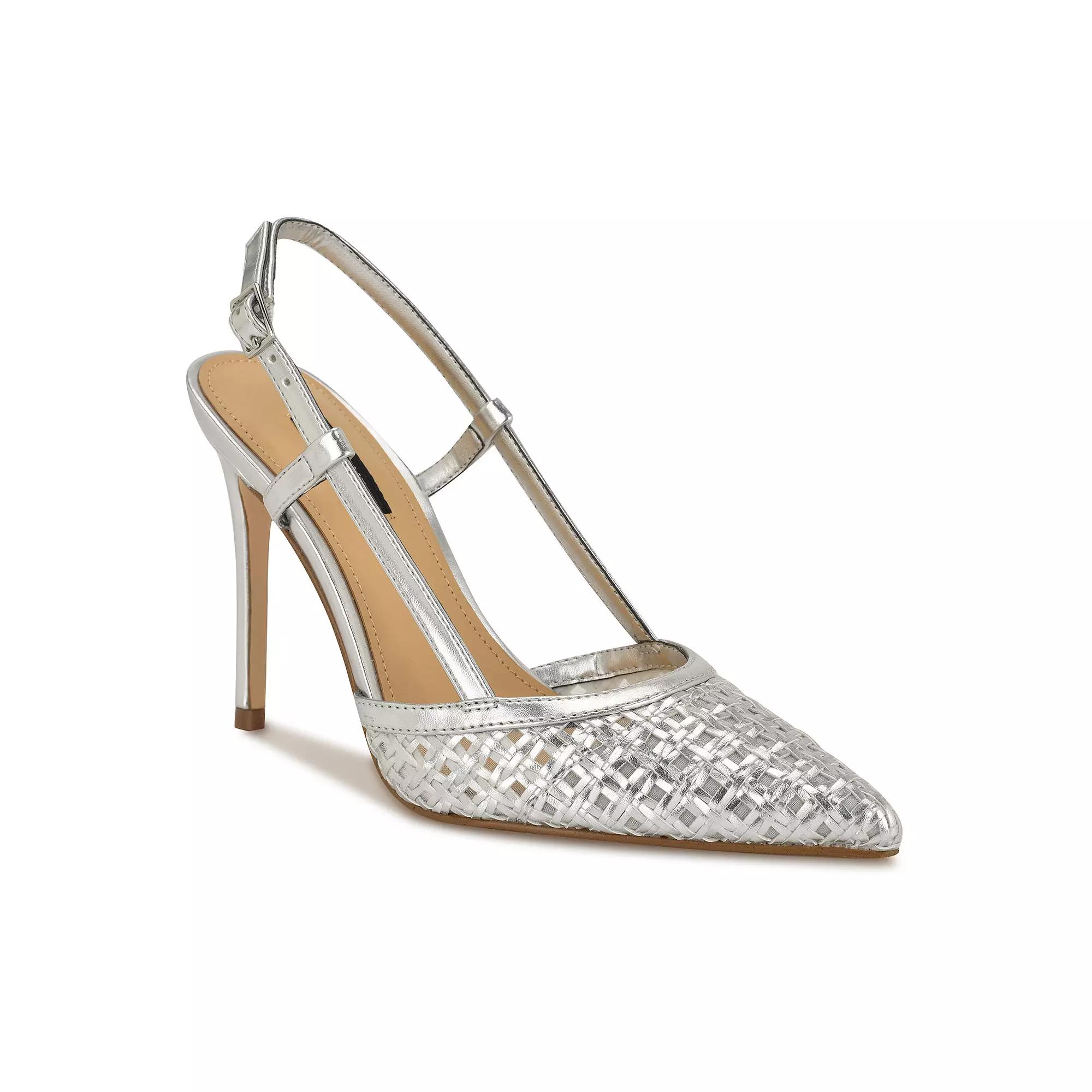 Nine West Floree Women's Slingback Pointy Toe Dress Heels, Size: 7.5, Silver Product Image