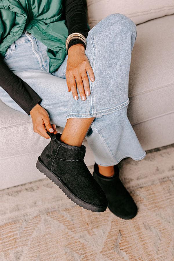 Away To The Alps Faux Suede Bootie in Black Product Image