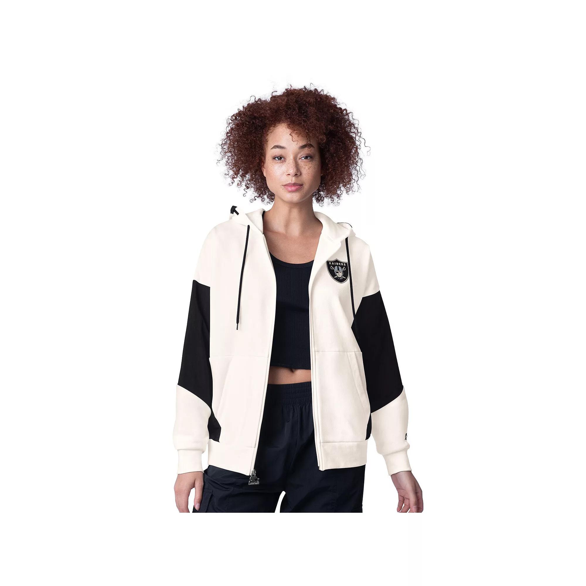 Women's Starter White Las Vegas Raiders Scrimmage Full-Zip Hoodie,  Product Image