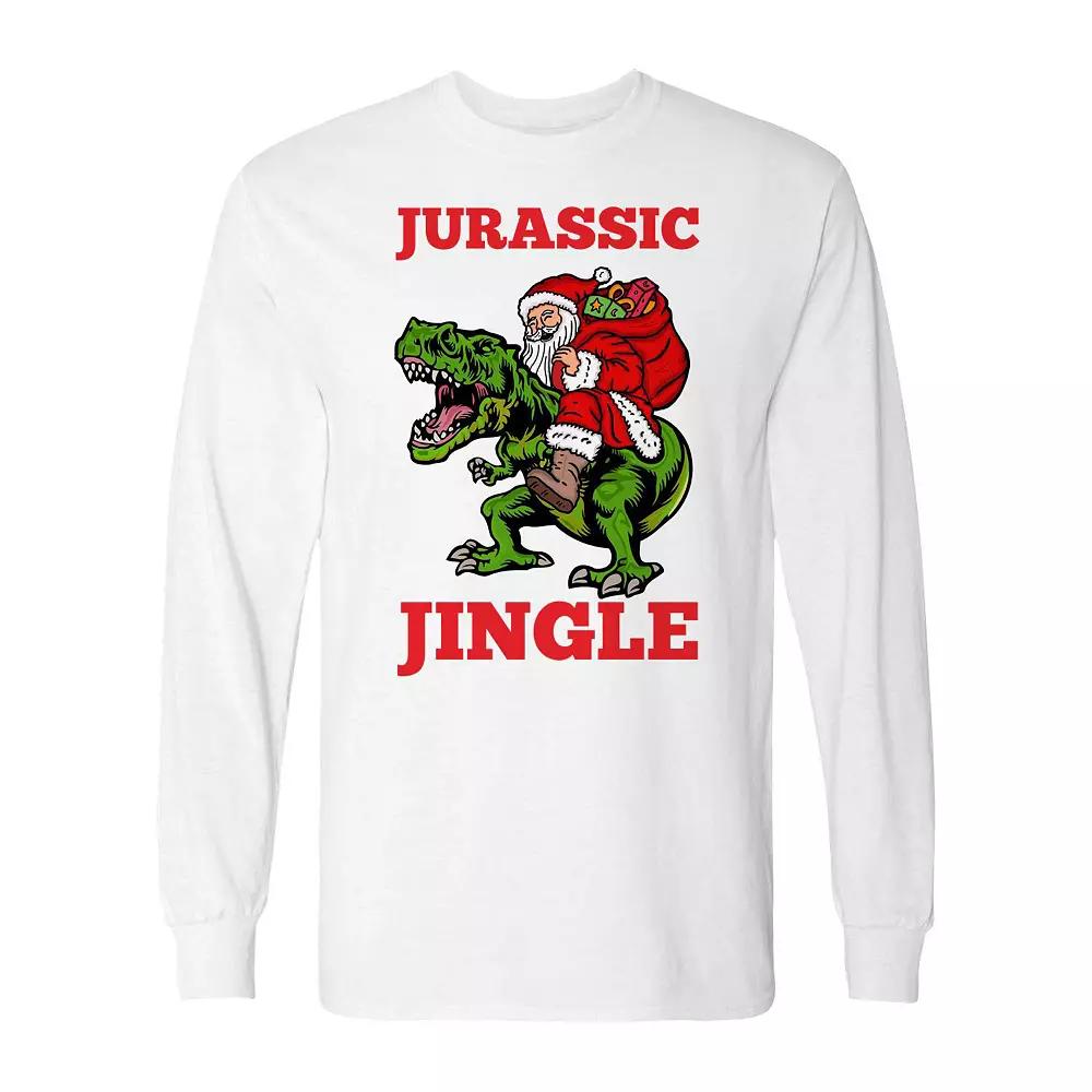 Men's Christmas Jurassic Jingle Trex Long Sleeve Graphic Tee, Adult Unisex,  Product Image