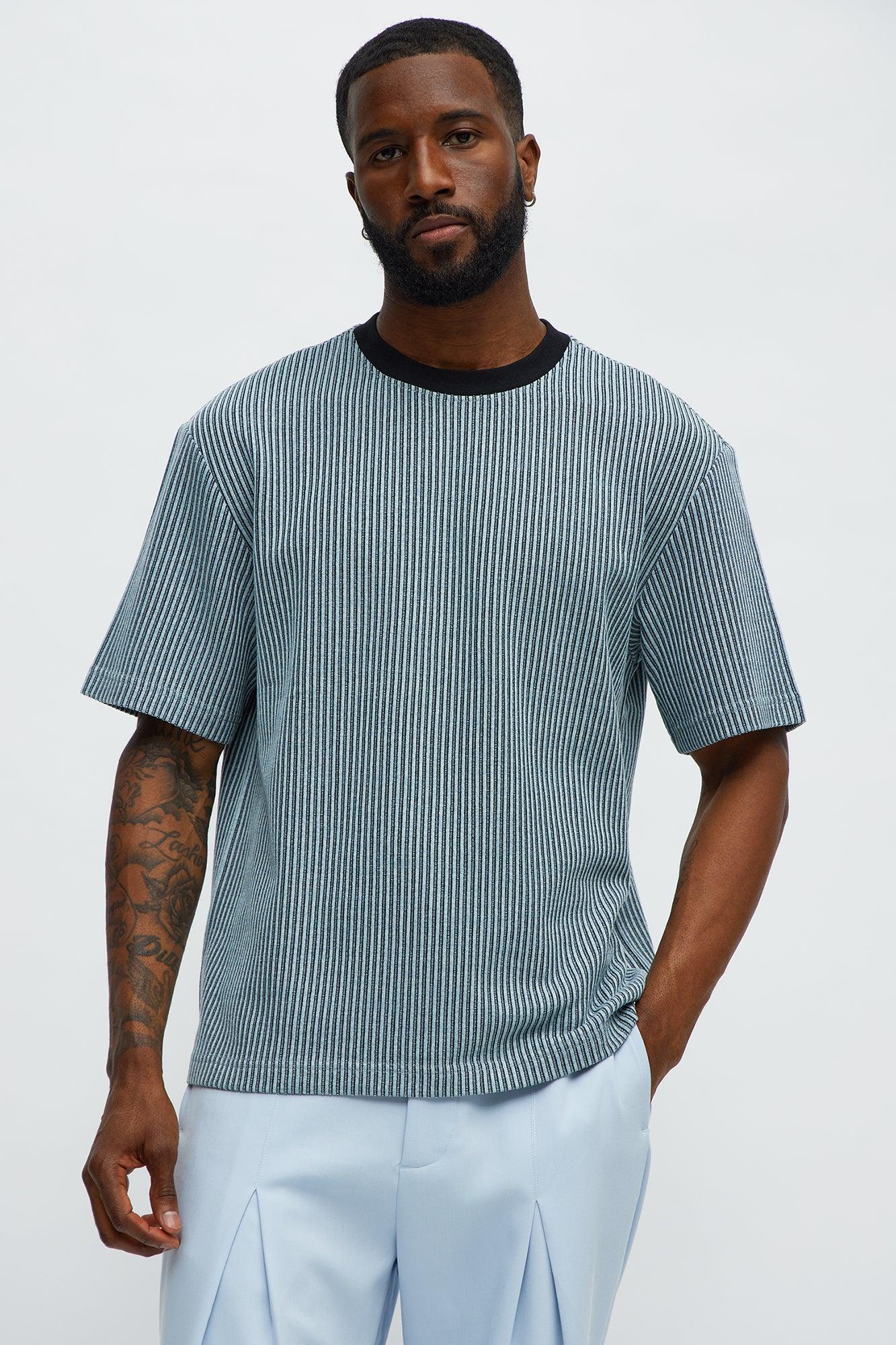 Relaxed Success Magnet Knitted Crewneck Tee - Blue/combo Product Image