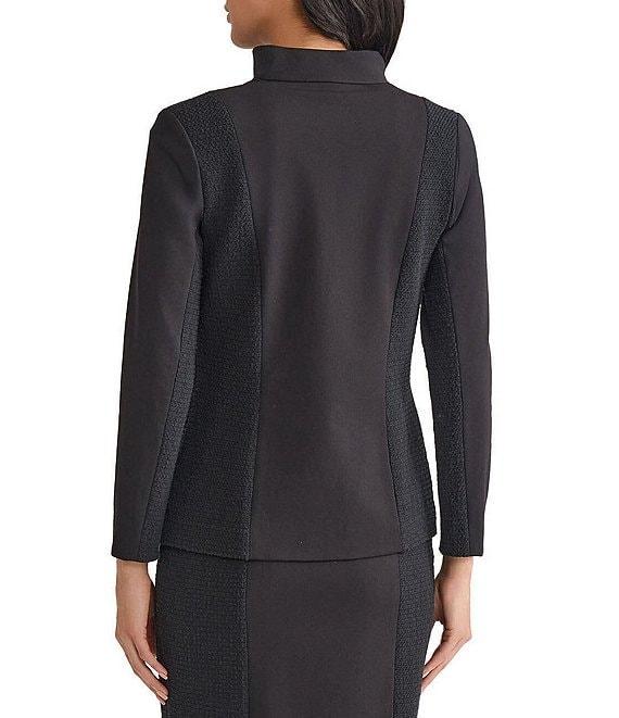 MISOOK Mixed Media Ponte Modified Mandarin Collar Long Sleeve Blazer Product Image