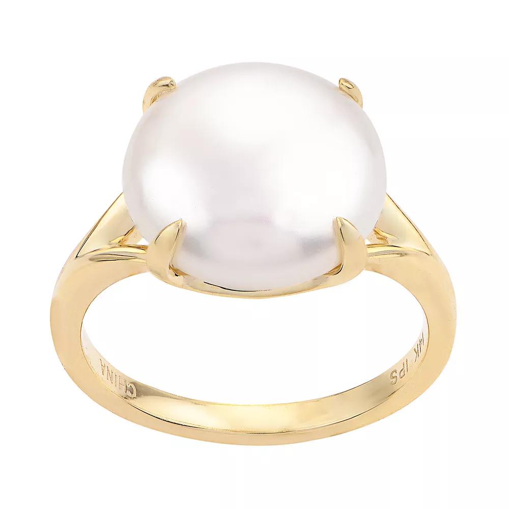 PearLustre by Imperial 14k Gold Freshwater Cultured Coin Pearl Ring, Womens Product Image