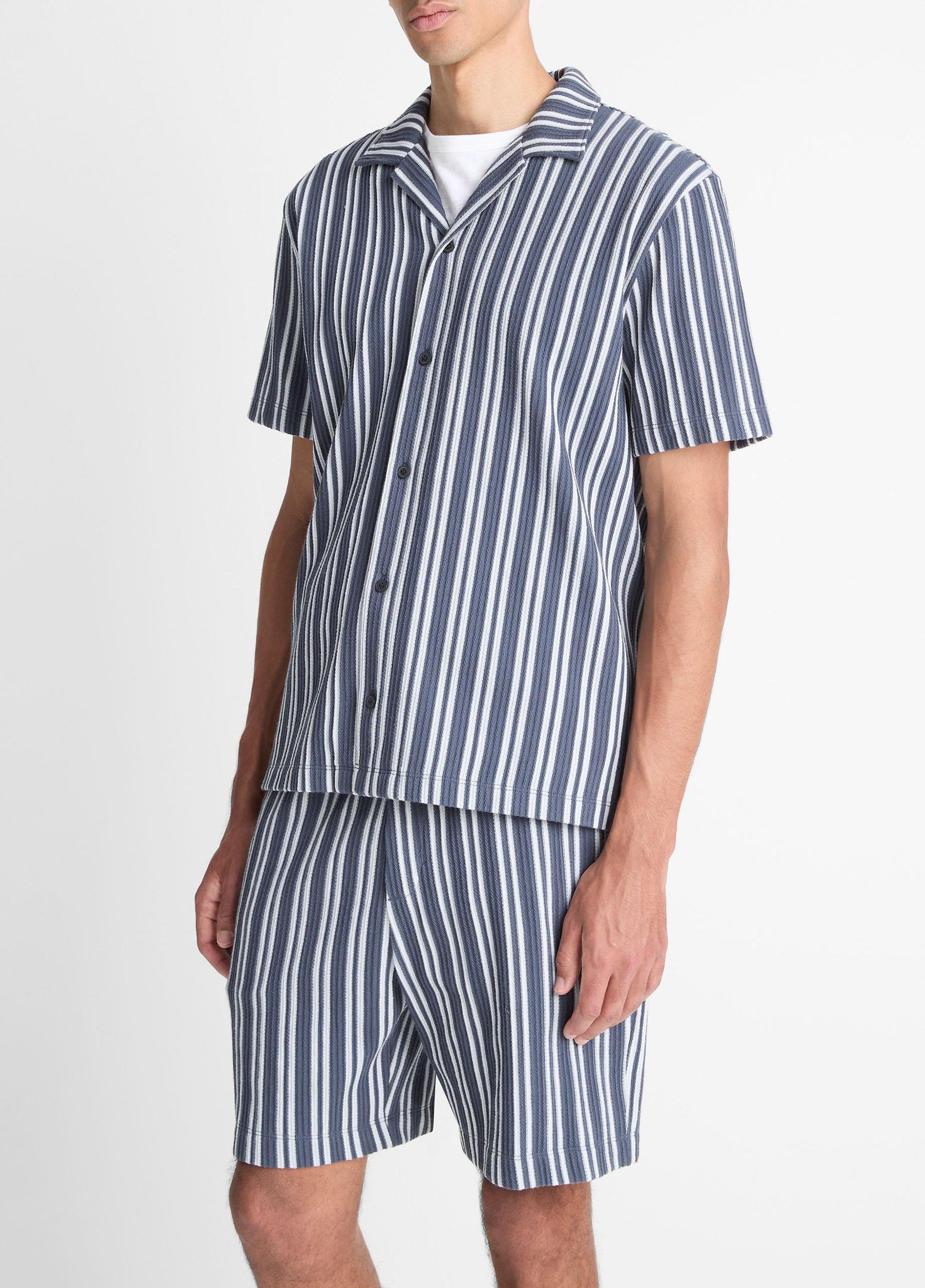 Jacquard-Stripe Cotton-Blend Button-Front Shirt Product Image