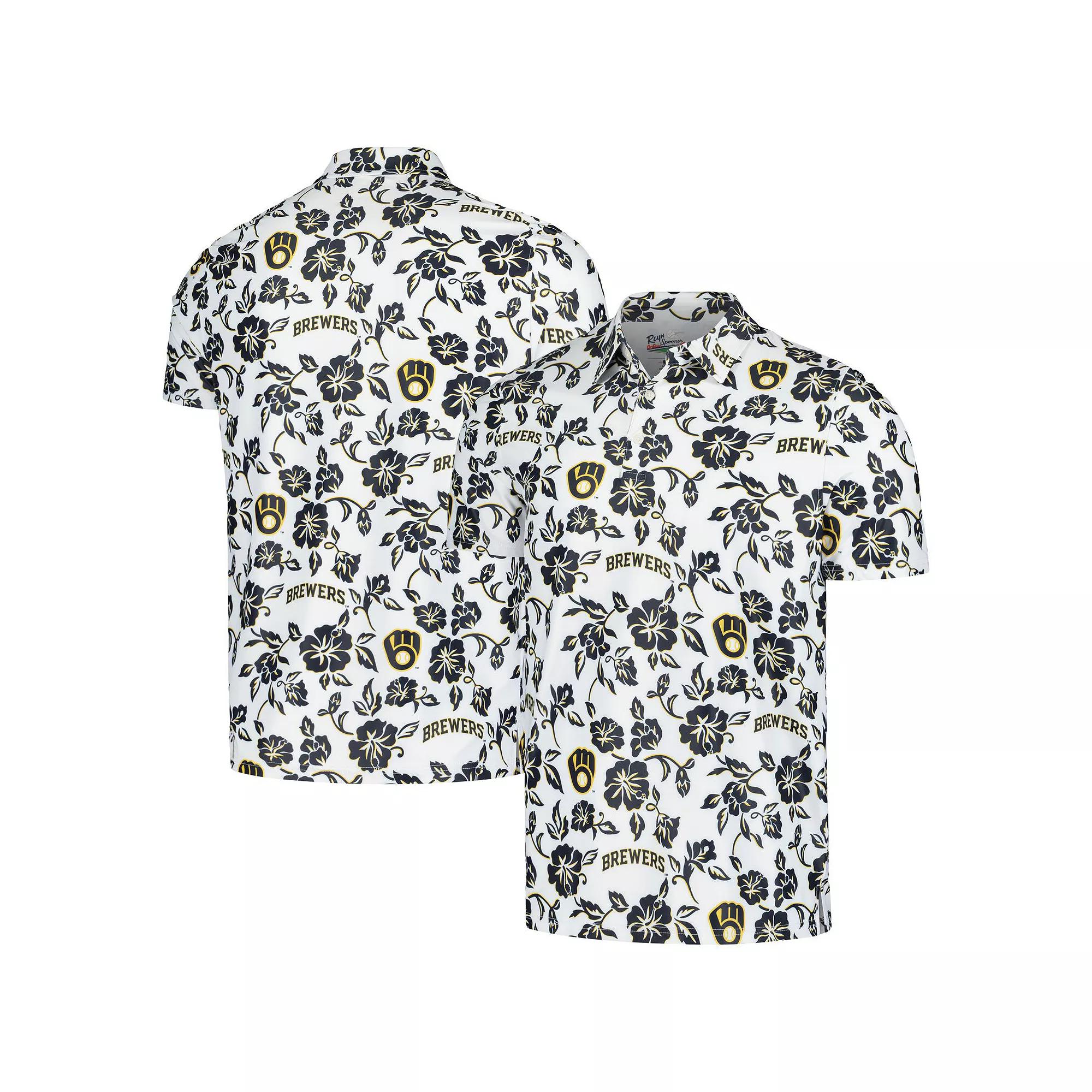 Men's Reyn Spooner White Milwaukee Brewers Pua Performance Polo,  Product Image