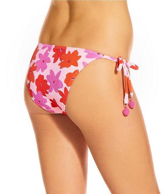 GB Modern Floral Scrunchie Textured Lettuce Edge Tie Side Hipster Swim Bottom Product Image