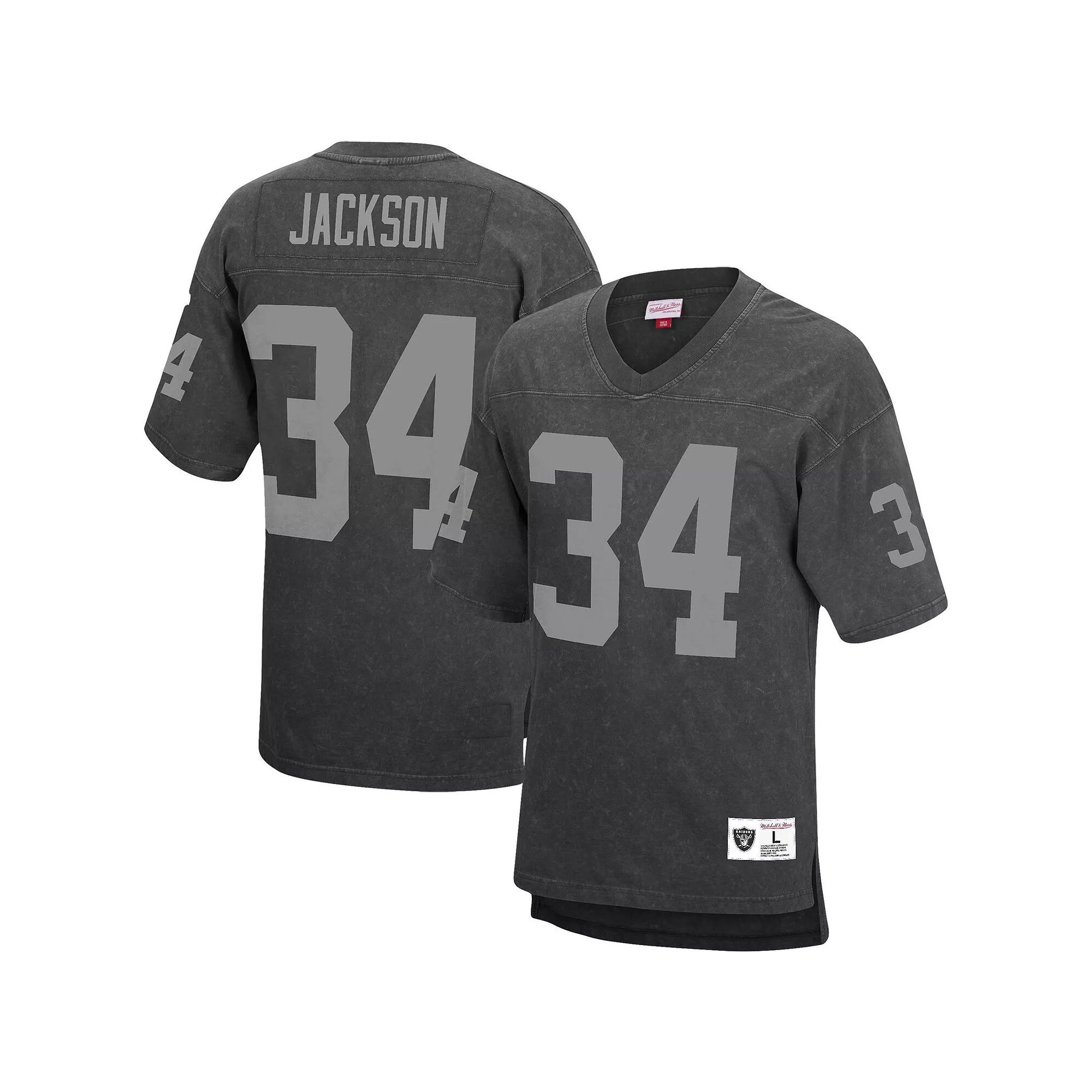 Men's Mitchell & Ness Bo Jackson Black Los Angeles Raiders Retired Player Name & Number Acid Wash Top, Size: Large, Nfl Black Product Image