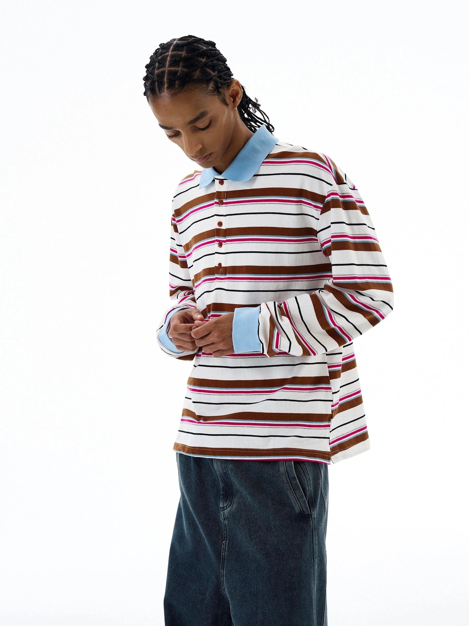 RT No. 19542 STRIPE POLO SWEATER Product Image