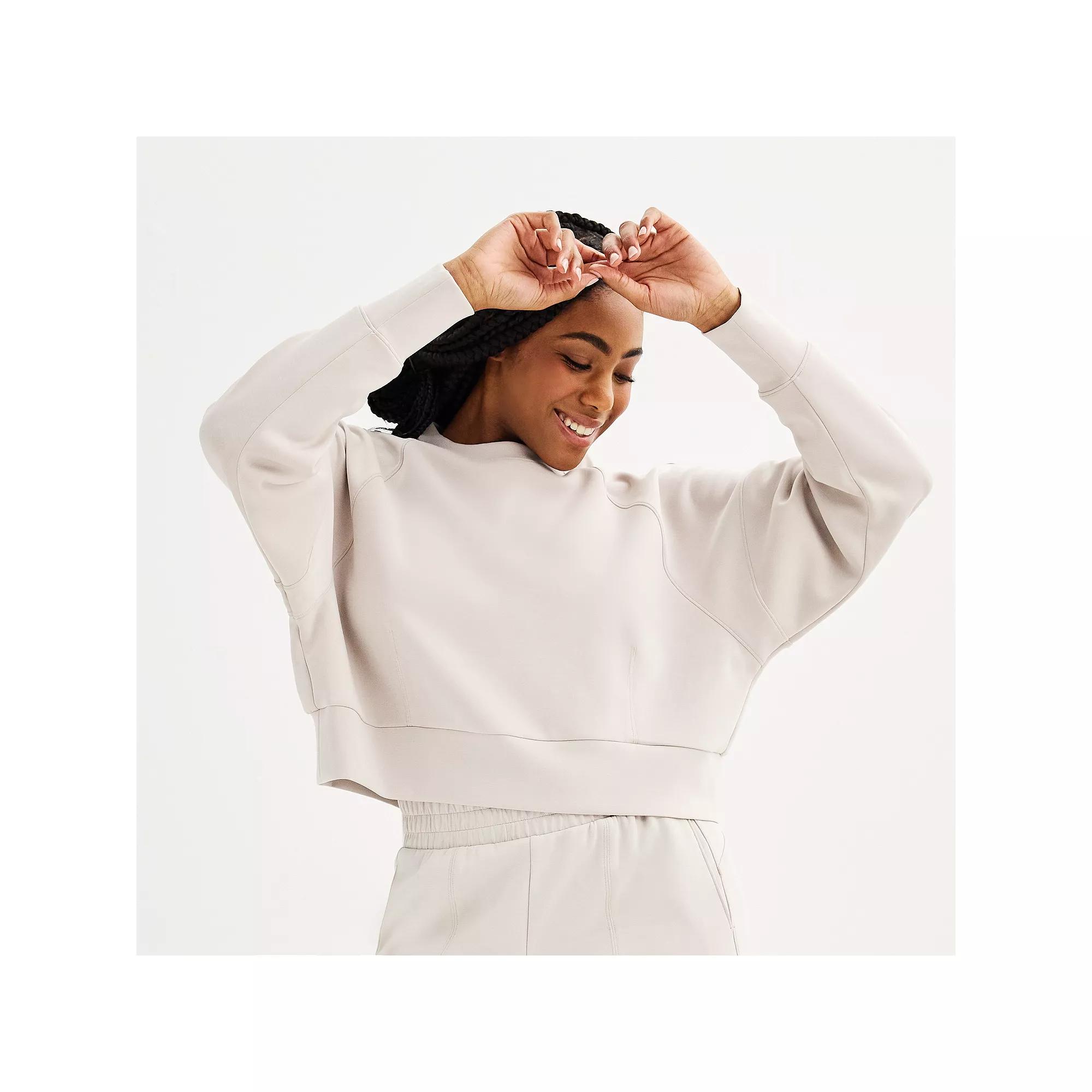 Women's FLX Solace Cropped Pullover Sweatshirt, Size: Large, Brown Trap Product Image