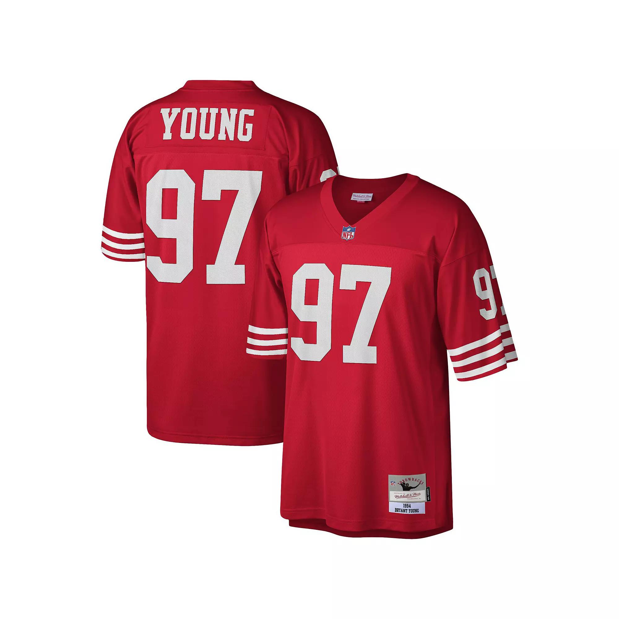 Men's Mitchell & Ness Bryant Young Scarlet San Francisco 49ers 1994 Legacy Replica Jersey,  Product Image