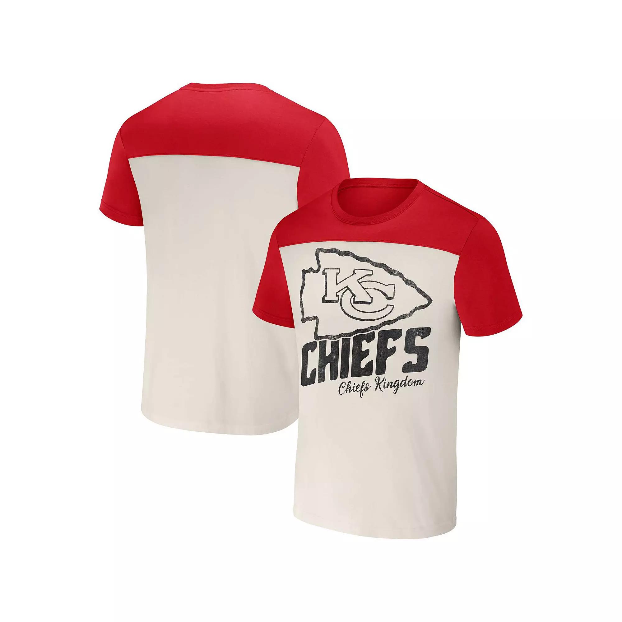 Men's NFL x Darius Rucker Collection by Fanatics Cream Kansas City Chiefs Colorblocked T-Shirt, Size: Medium, Beige Product Image