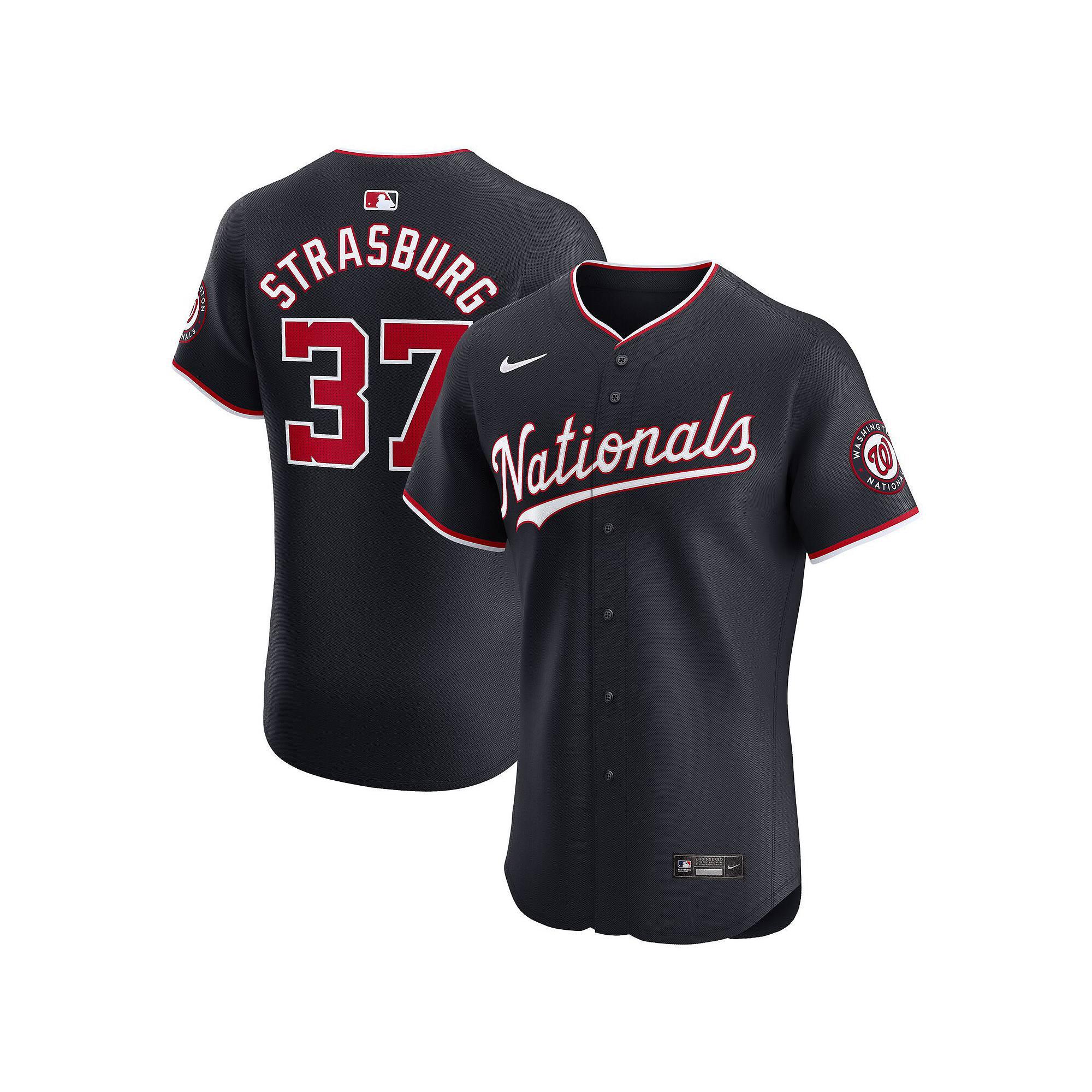Men's Nike Stephen Strasburg Navy Washington Nationals Alternate Elite Player Jersey, Size: 44, Blue Product Image