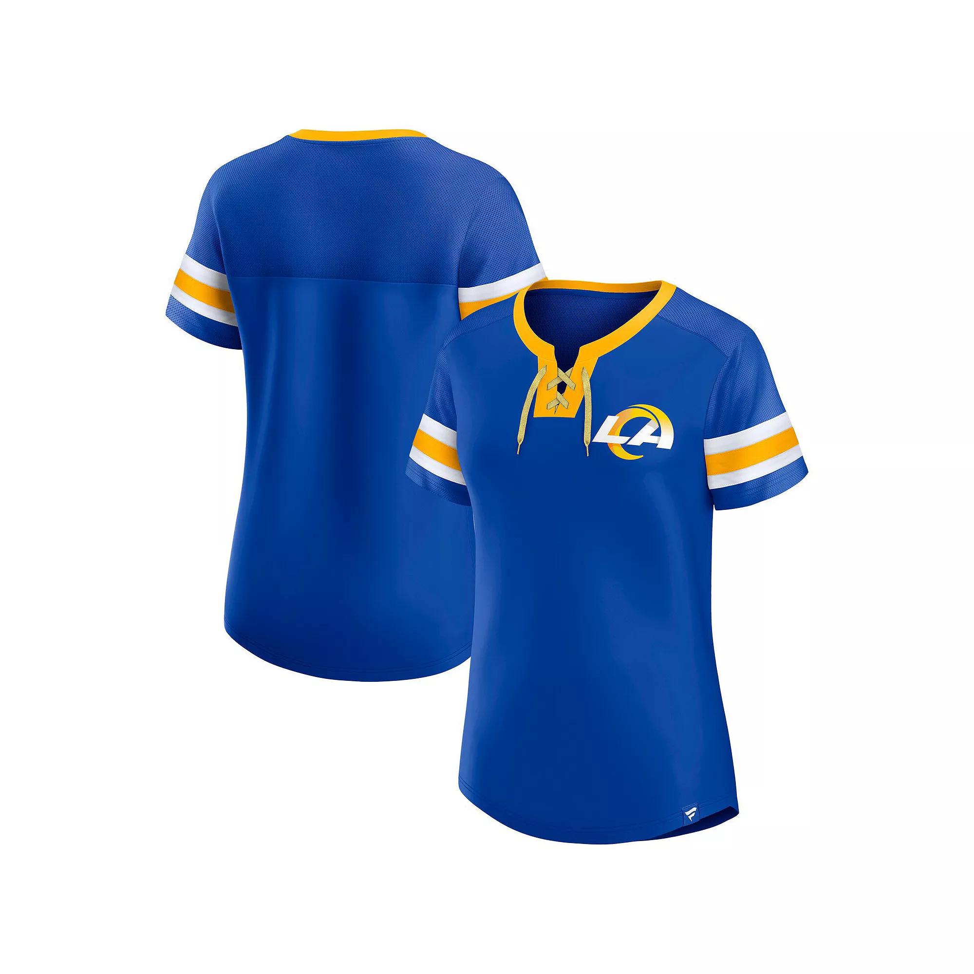 Women's Fanatics Royal Los Angeles Rams Lace-Up Bling T-Shirt,  Product Image