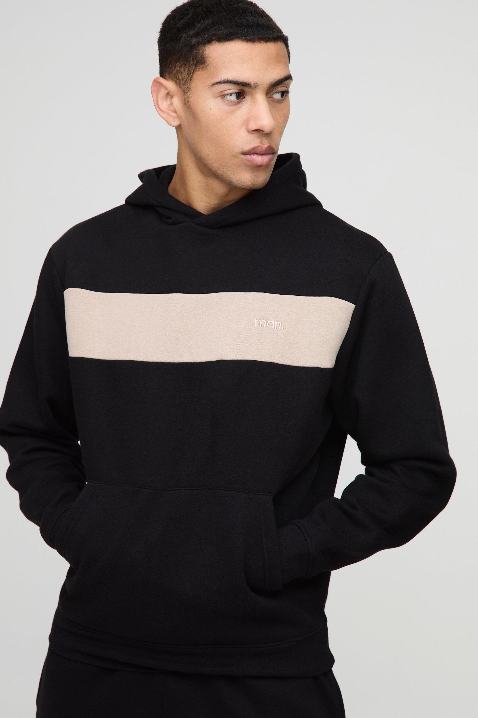 Regular Fit Man Colour Block Hoodie | boohooMAN USA Product Image